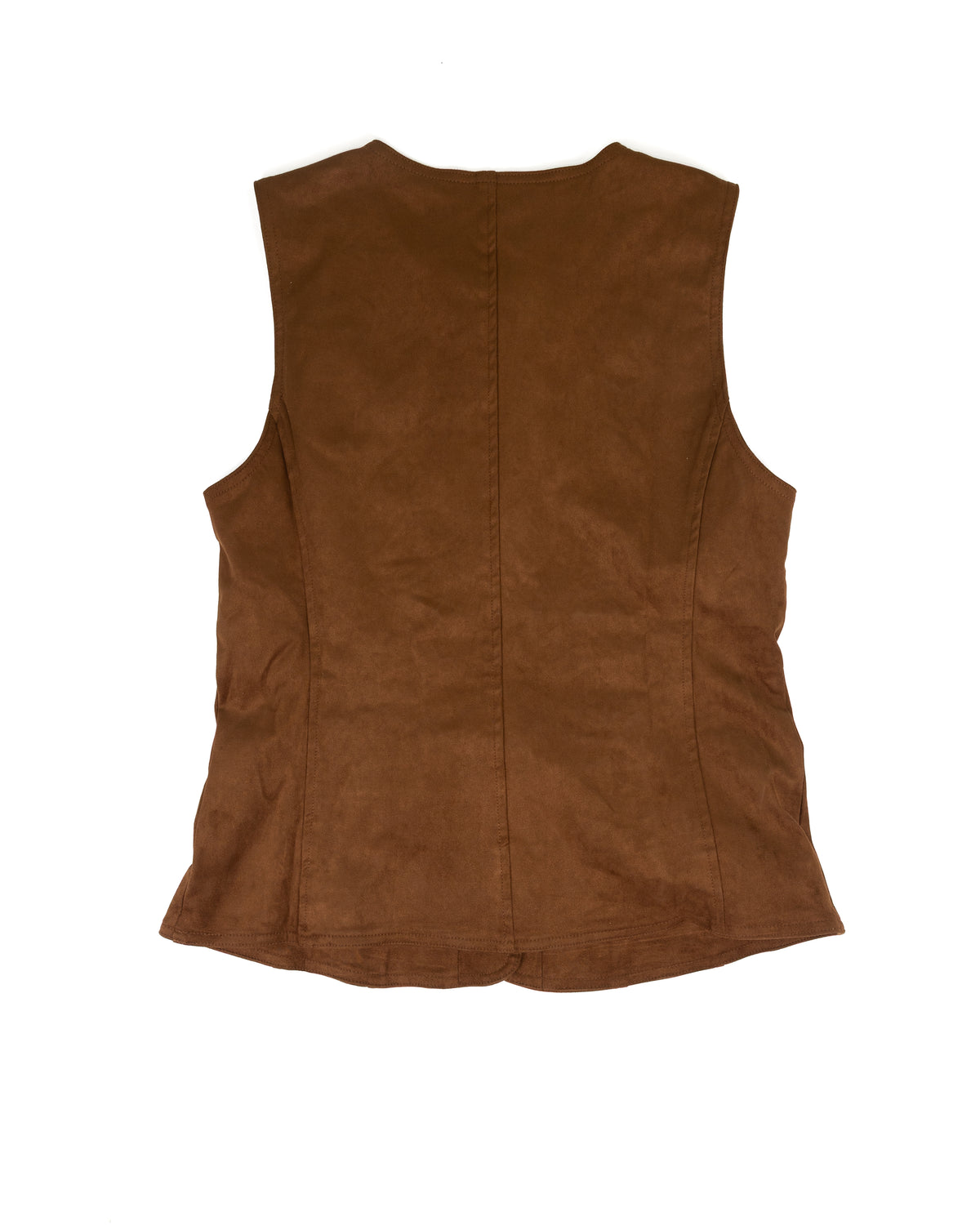 Women's Brown Sleeveless Button Up Top