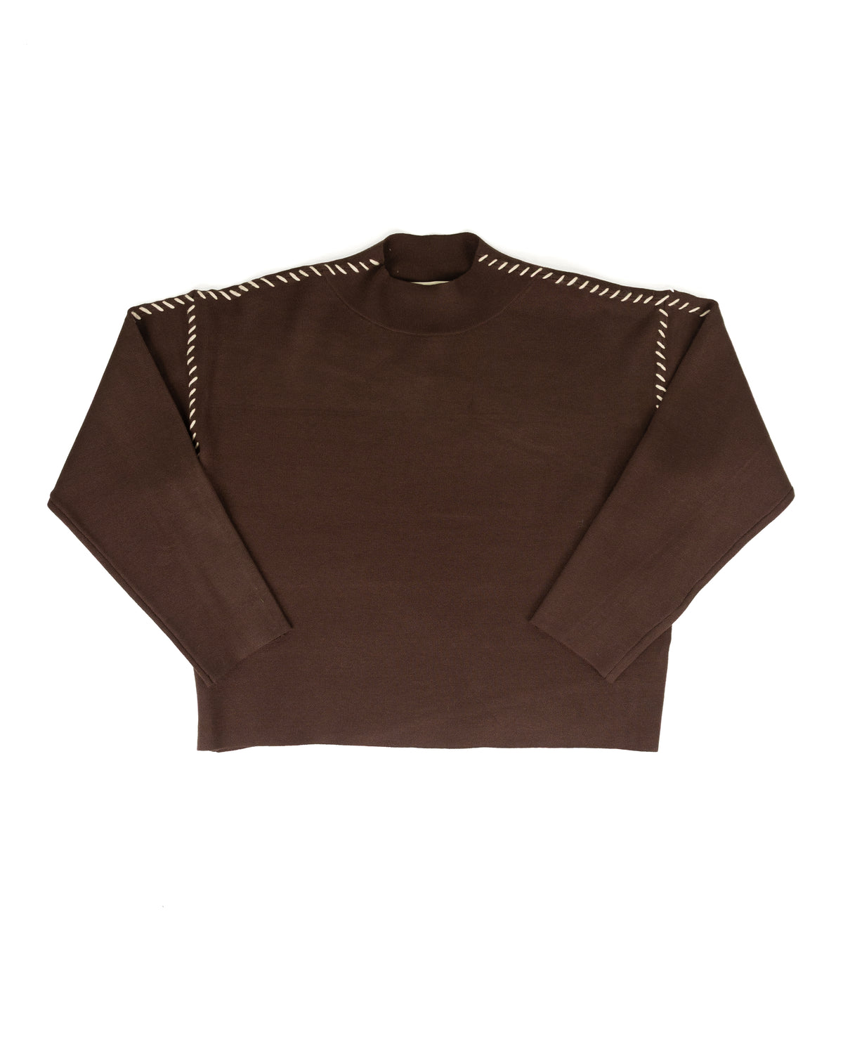 Women's Chocolate Sweater With Tan Stitching