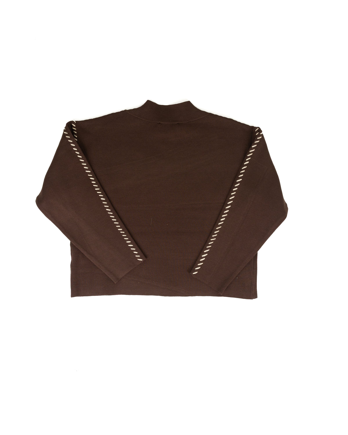 Women's Chocolate Sweater With Tan Stitching