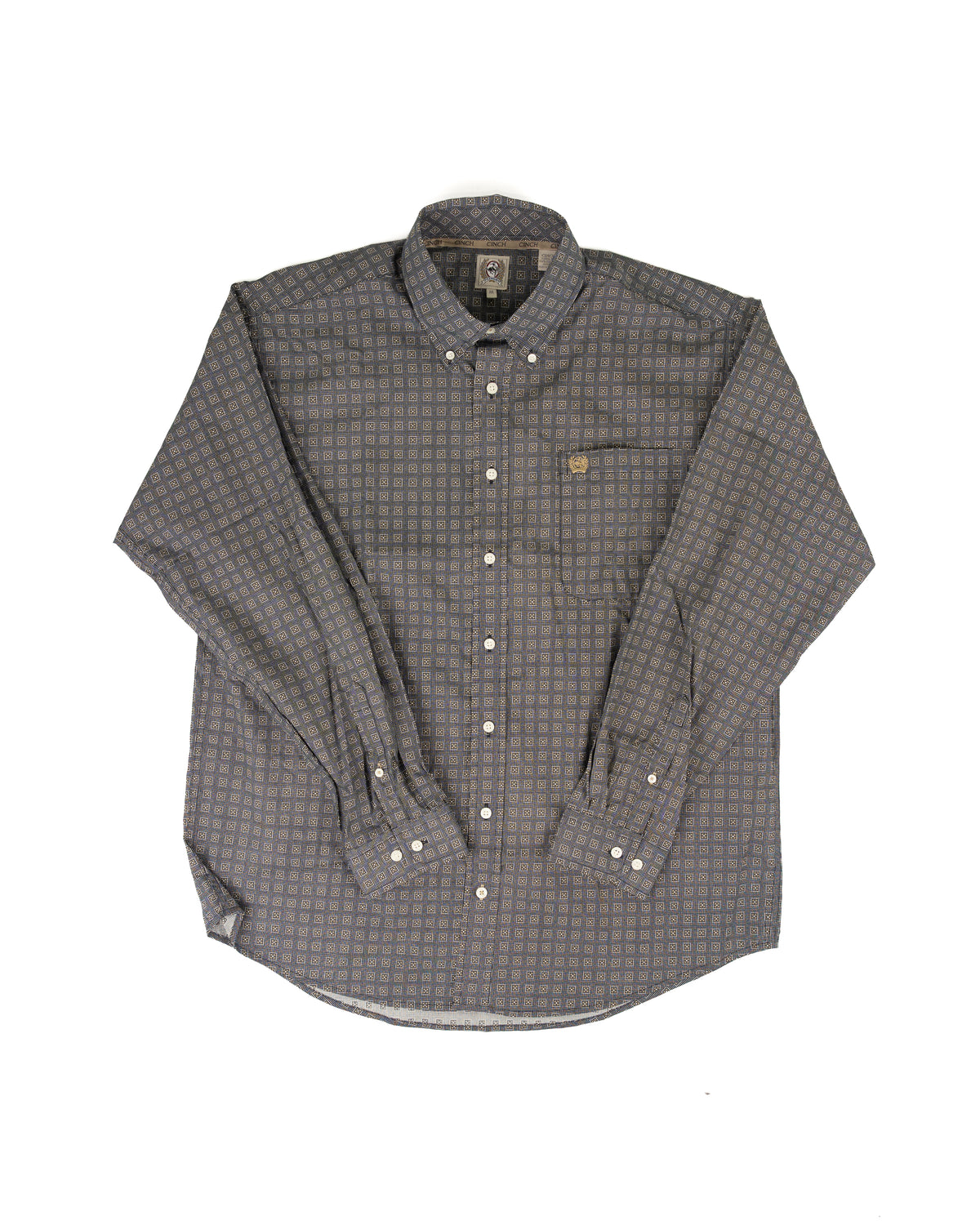 Cinch Men's Navy Geo Printed Long Sleeve Button Down Shirt MTW1106147