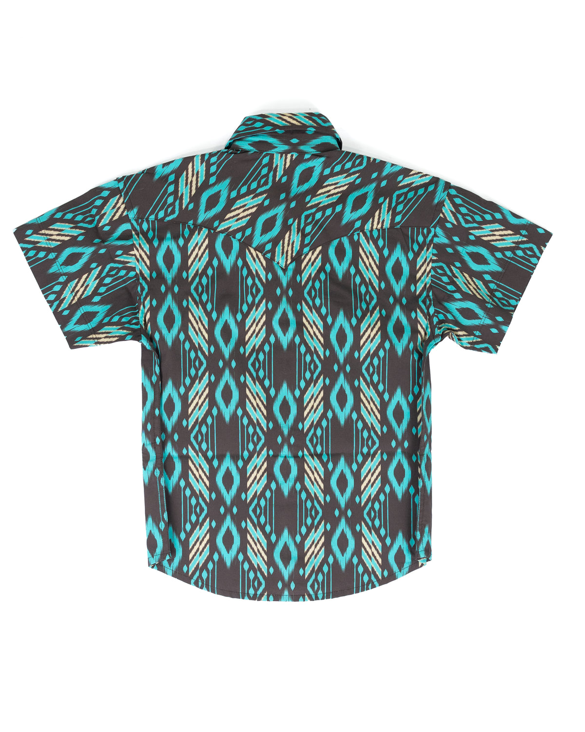 Rock and Roll Boy's Short Sleeve Teal and Brown Snap Shirt BBN3S09432