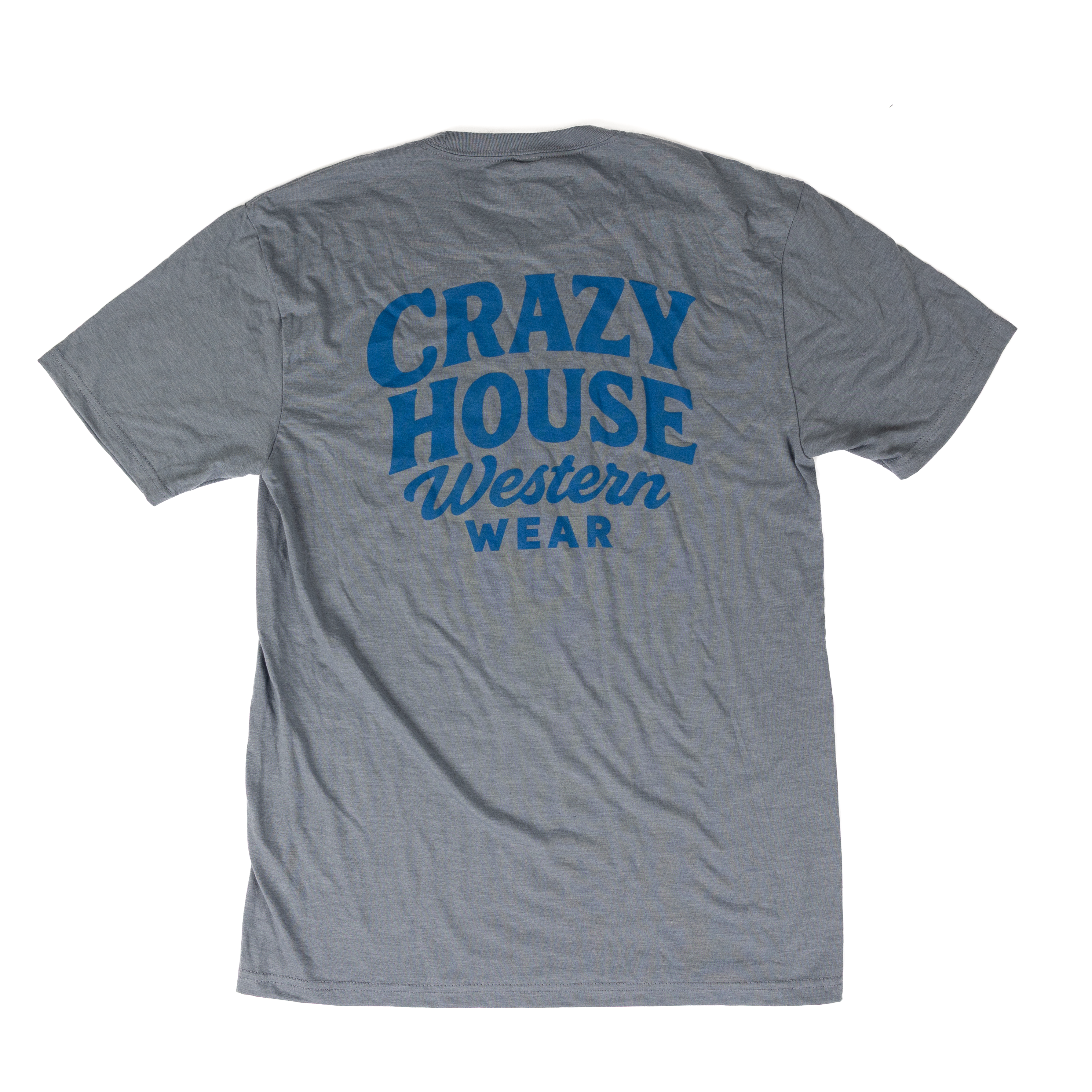 Crazy House Heather Blue Script T-shirt