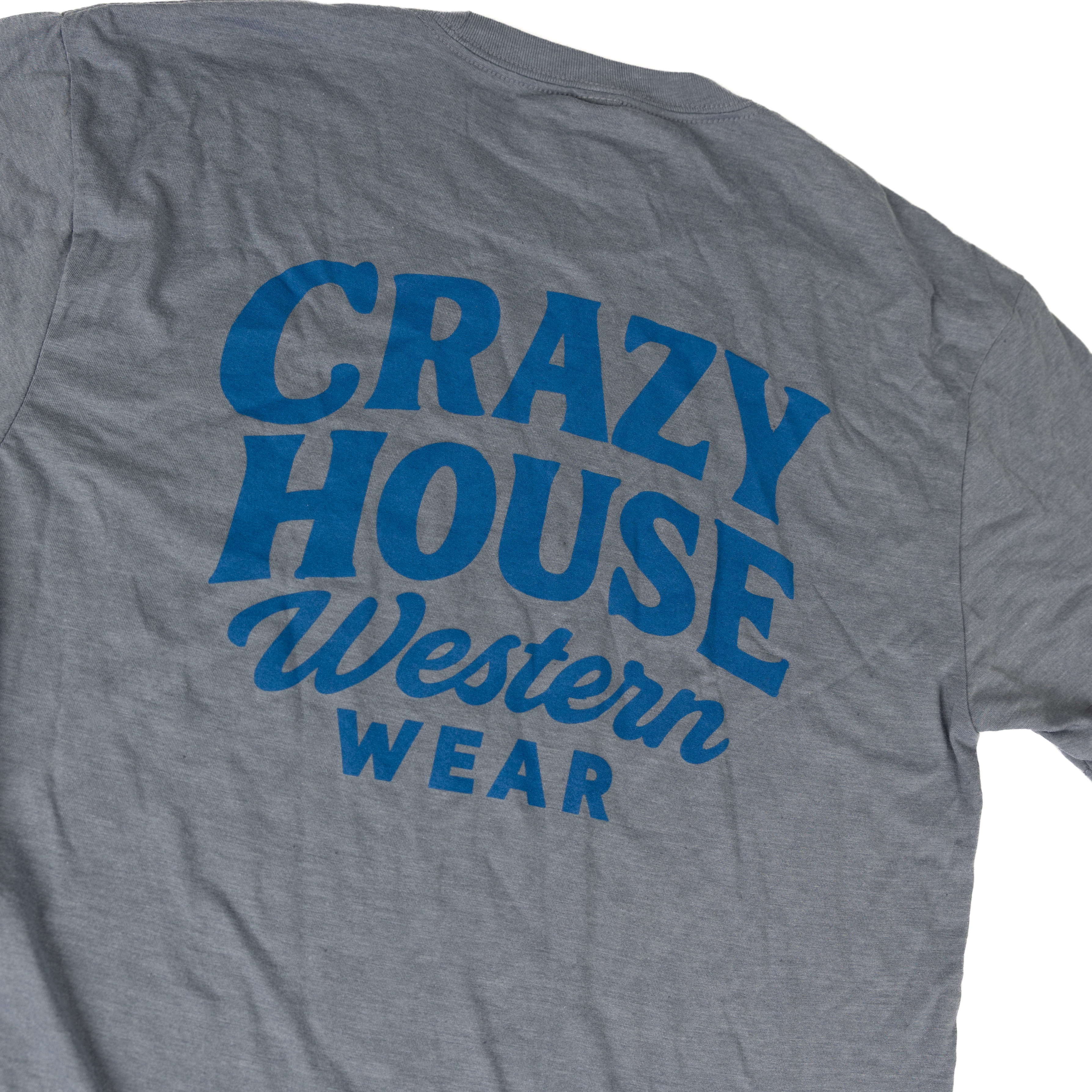 Crazy House Heather Blue Script T-shirt