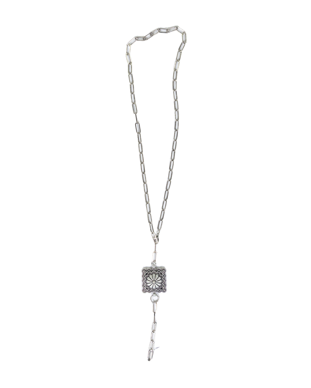 Women's Silver Chain necklace with Concho Pendant