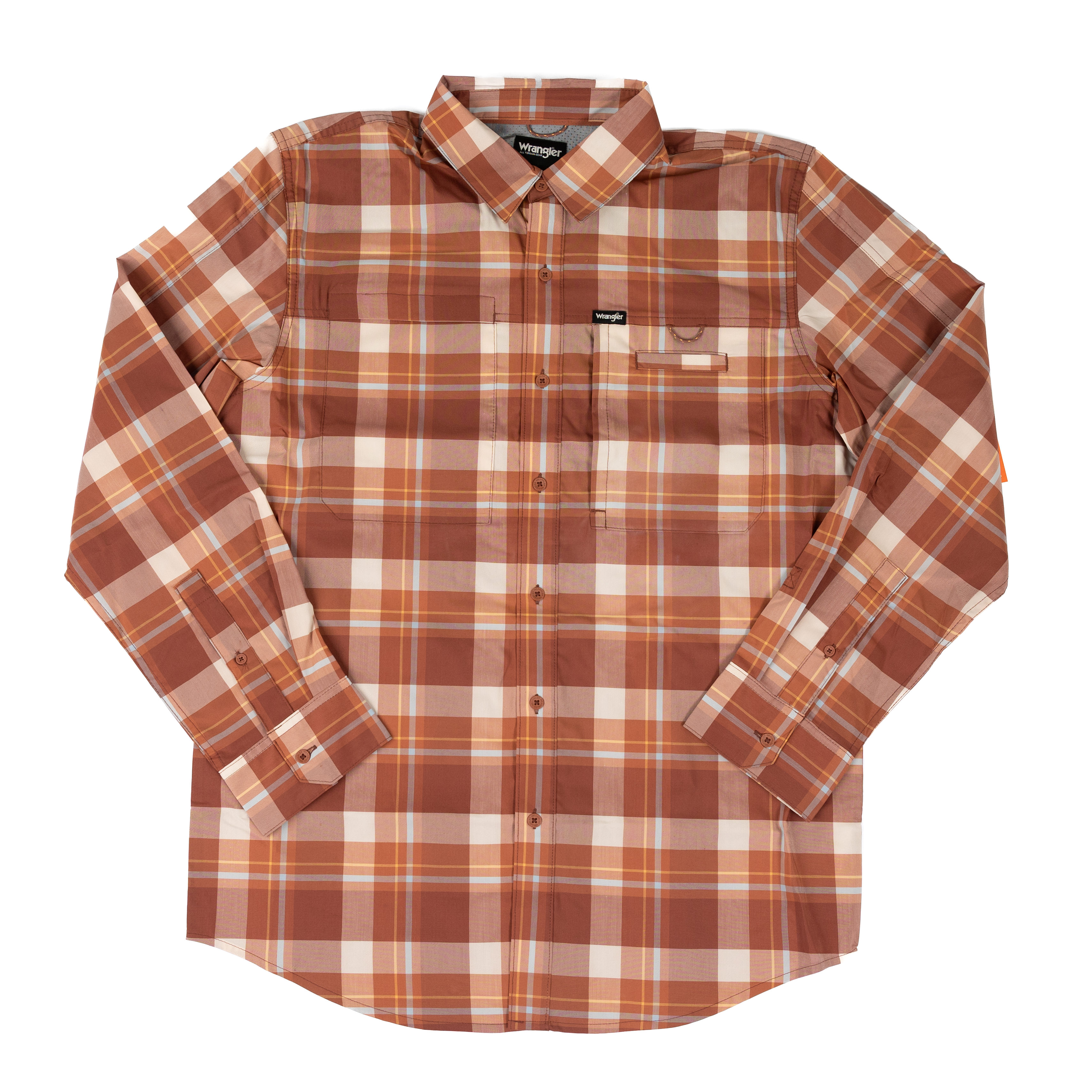 Men's Wrangler ATG Hike To Fish Mahogany Checkered Button Down Shirt 112375100