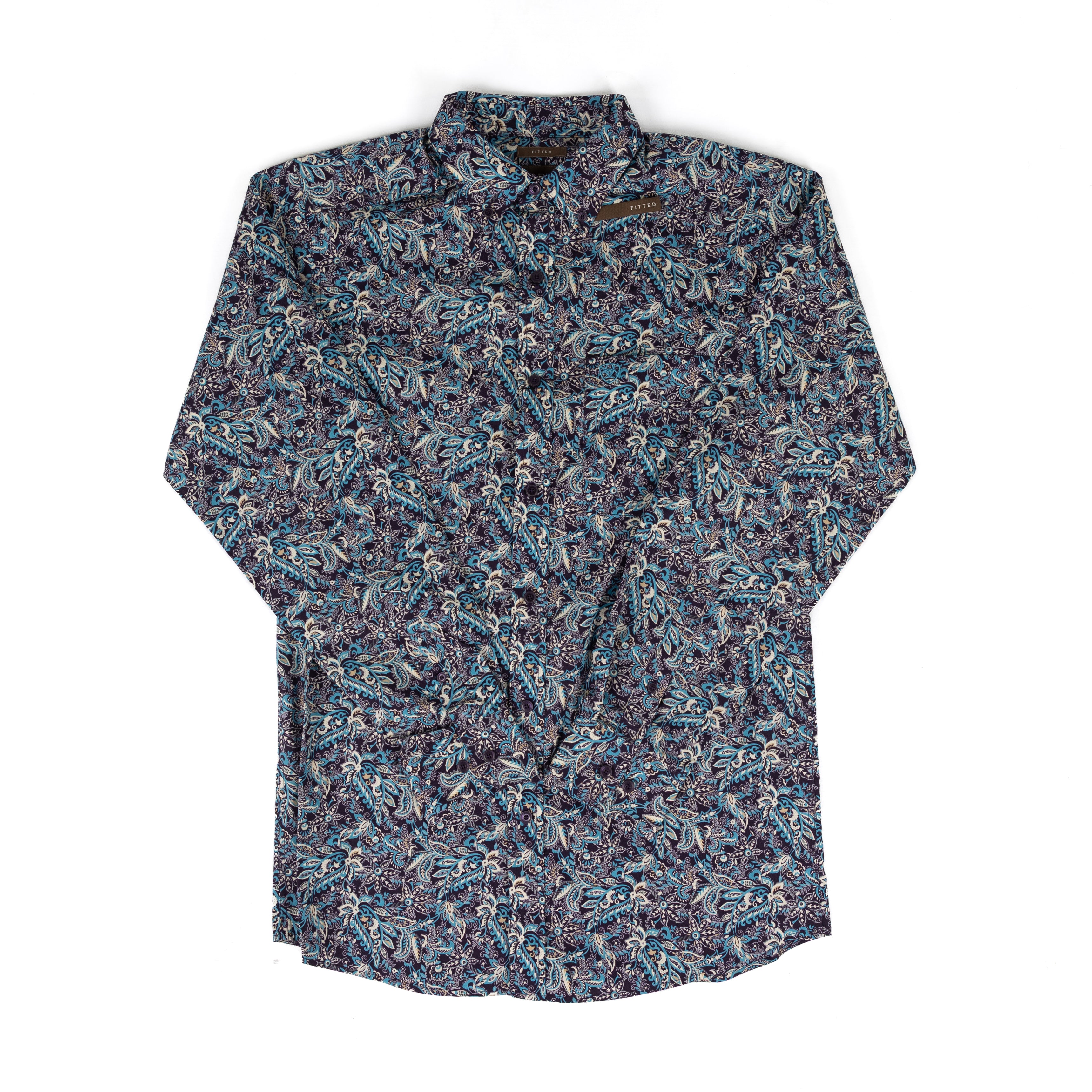 Ariat Men's Blue Long Sleeve Clem FItted Paisley Shirt 10079287