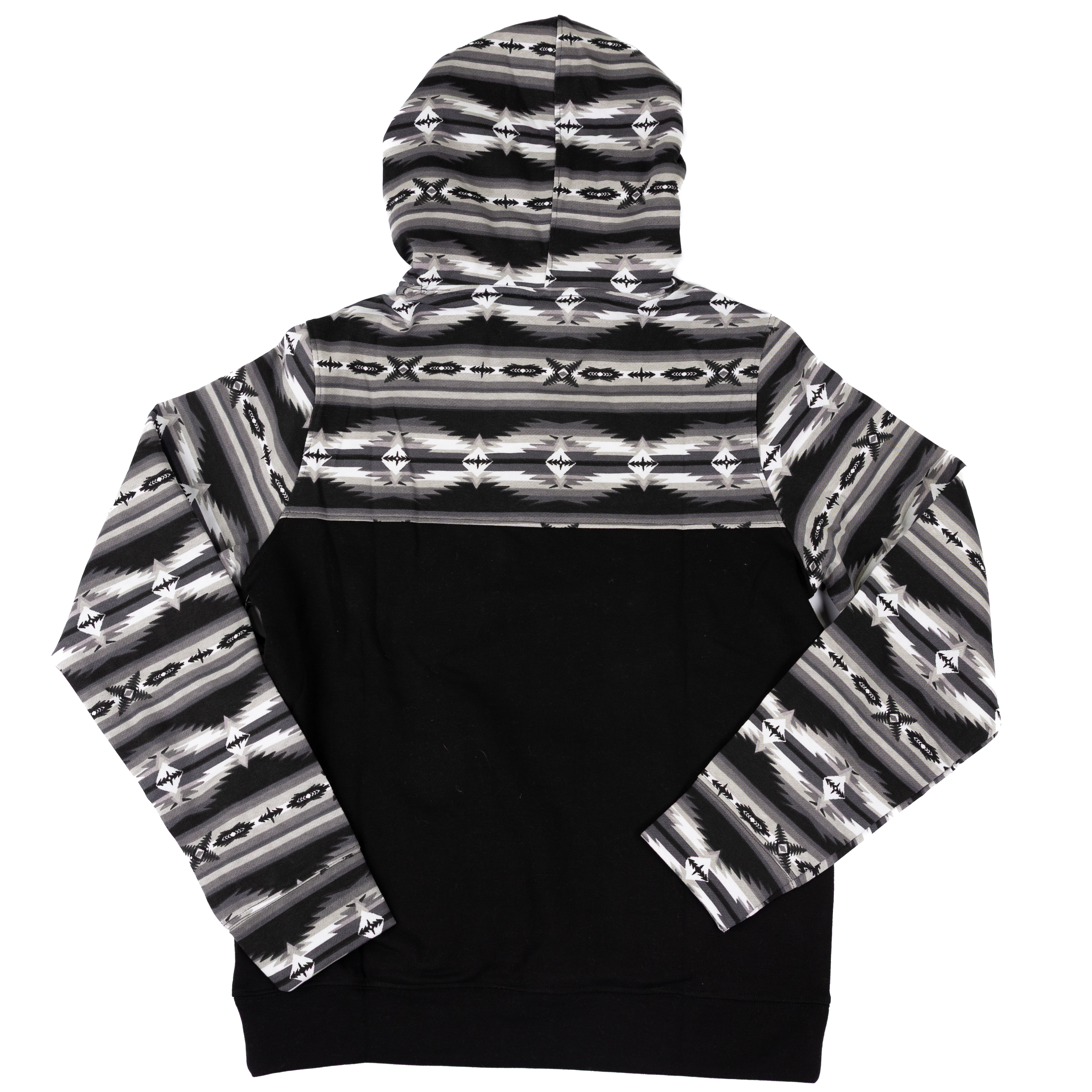 Men's Rock and Roll Denim Black and White Aztec Pullover Hoodie BM94T07703