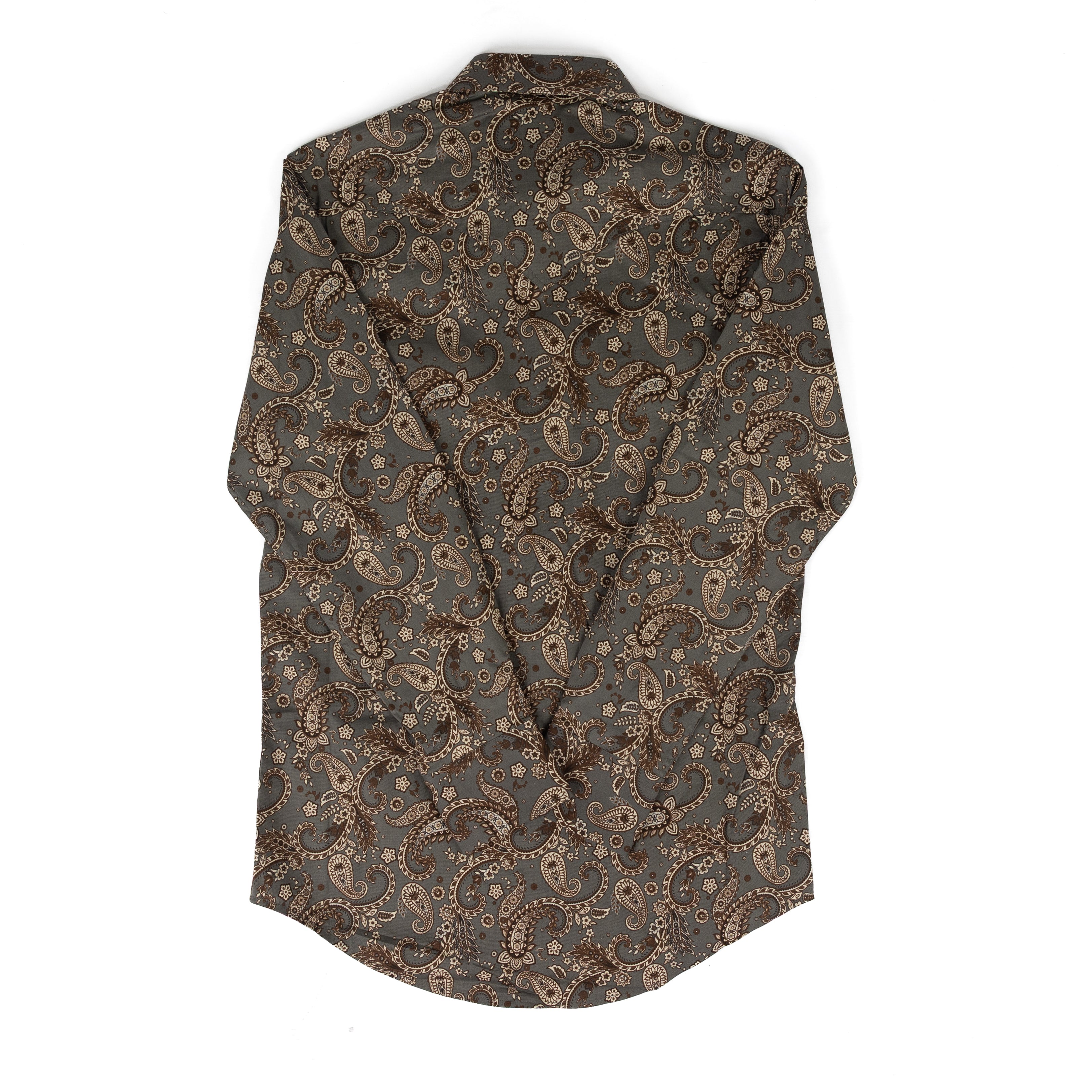 Rock and Roll Men's Brown Paisley Long Sleeve Snap Shirt