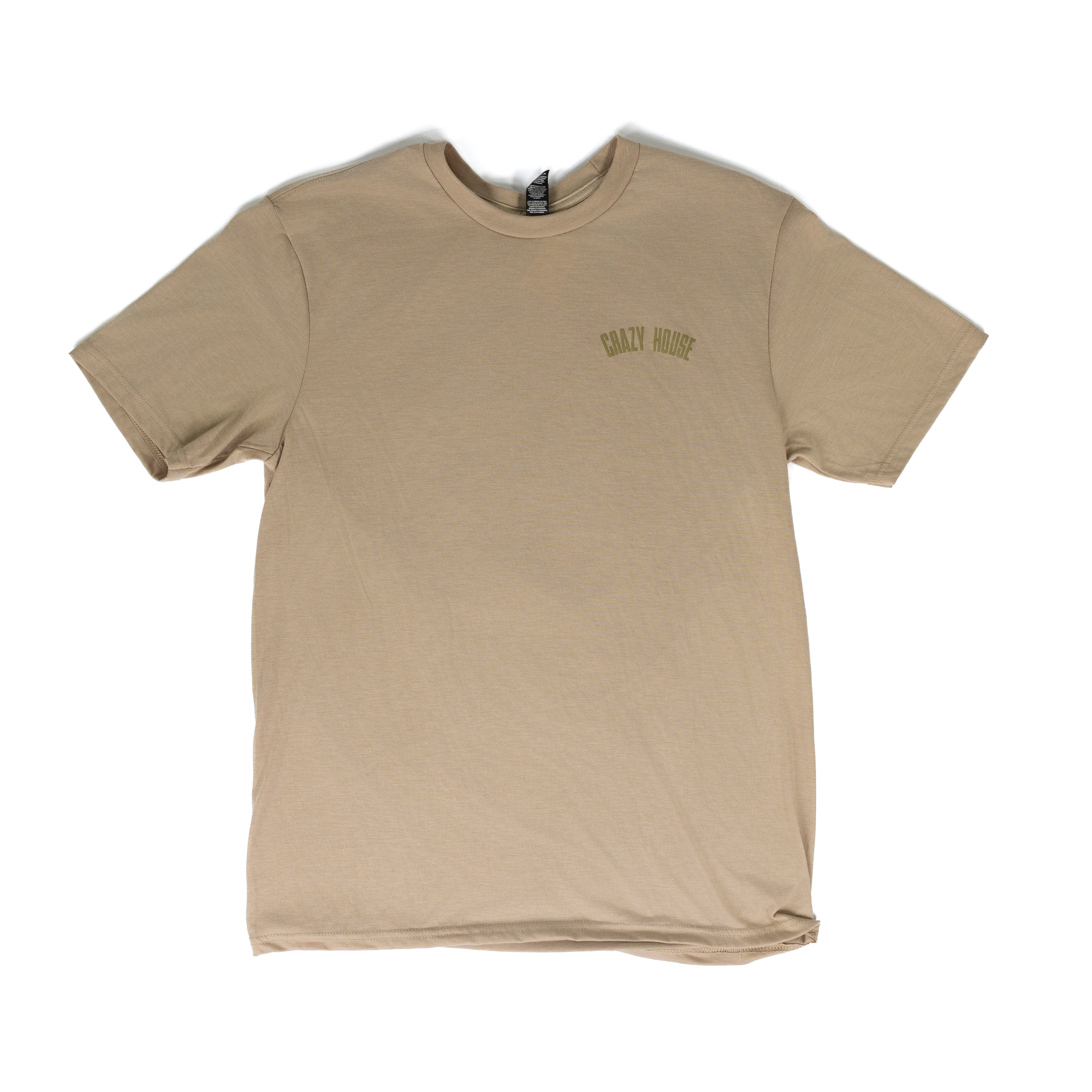 Crazy House Tan T-shirt with Dog and Duck