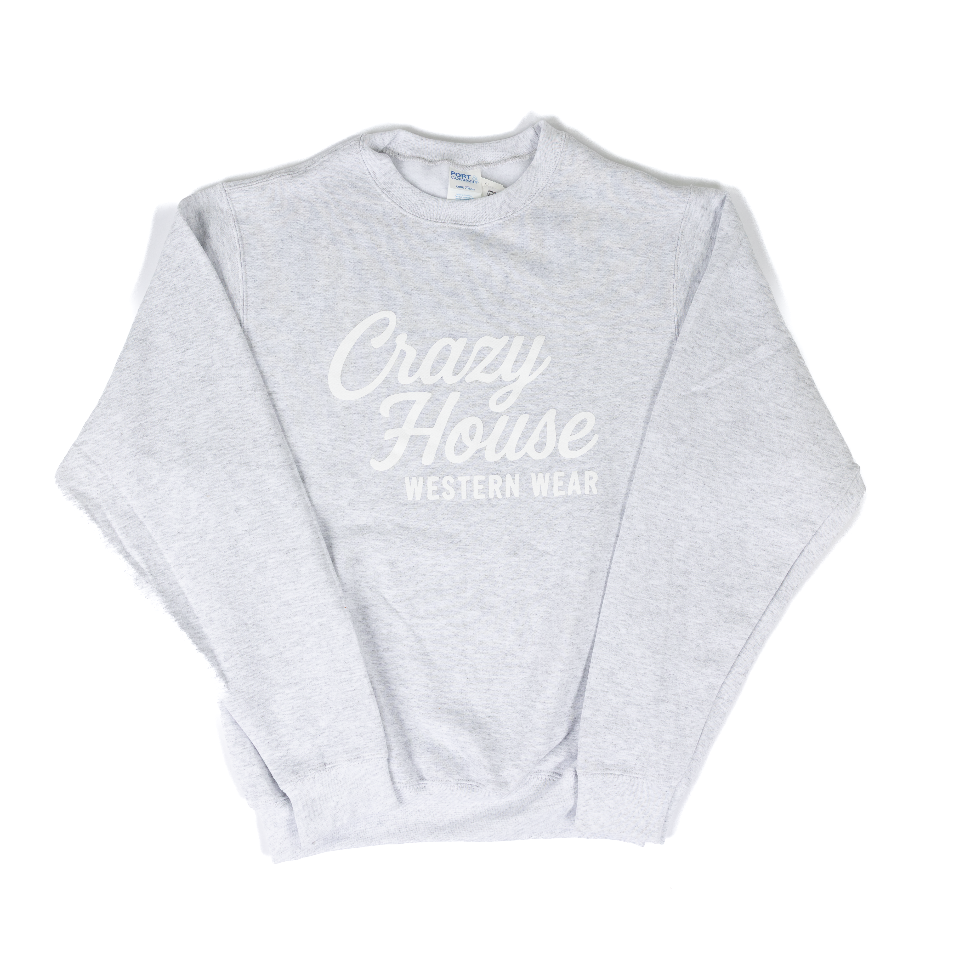 Crazy House Ash Gray Crewneck with White Print