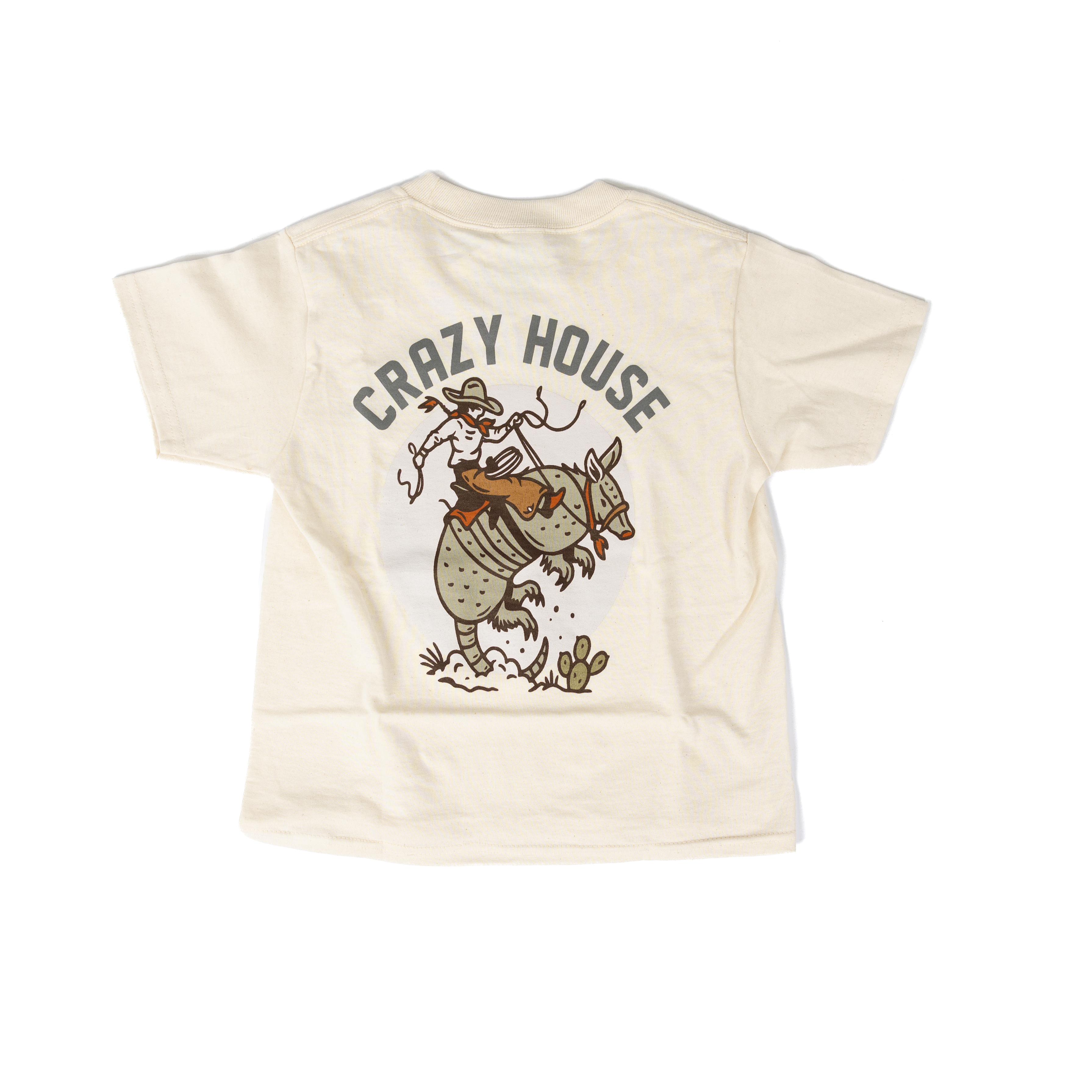 Youth Crazy House Natural Cowboy on Armadillo T-Shirt