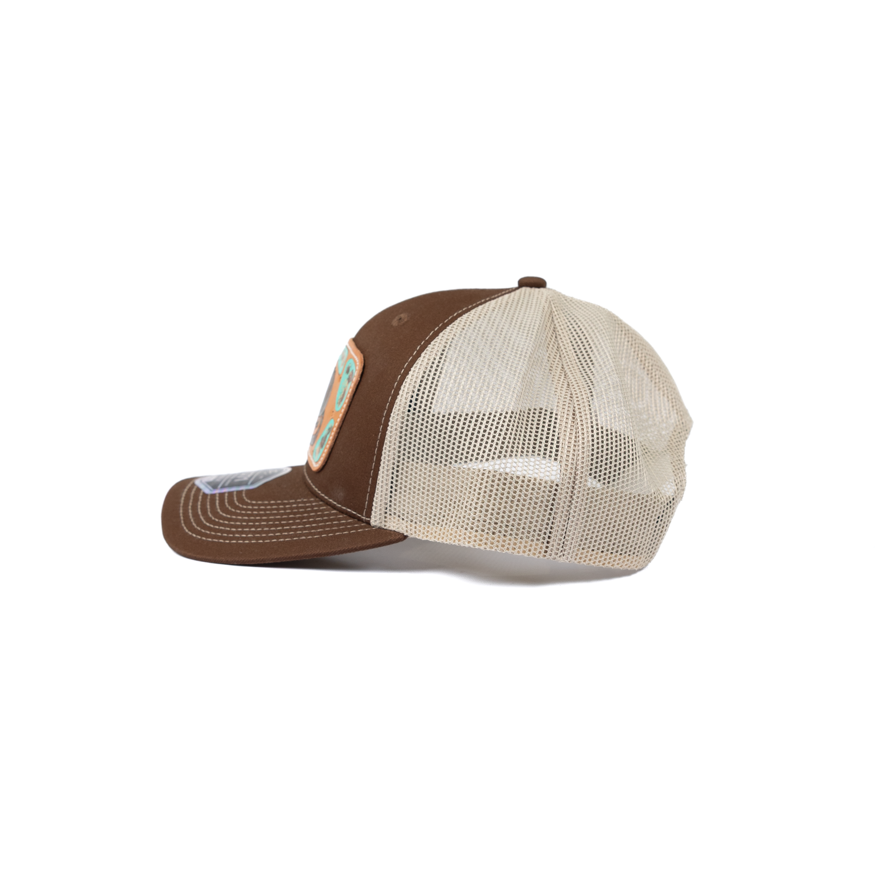 Women's McIntire Saddlery Brown and Tan Mesh Snapback with Leather Patch CAP-14