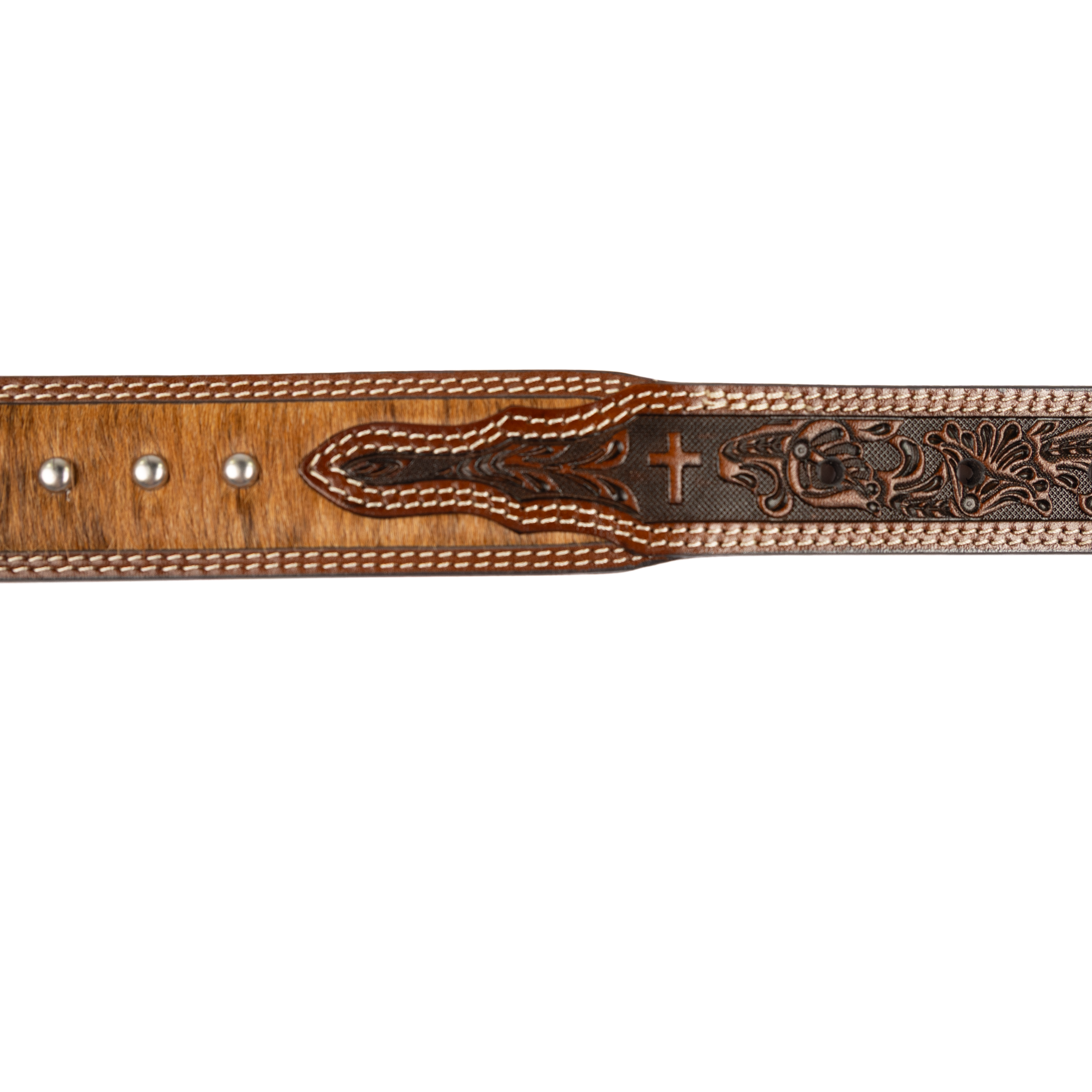 Men's Cowboy Chrome Brown Belt with Cowhide 2735