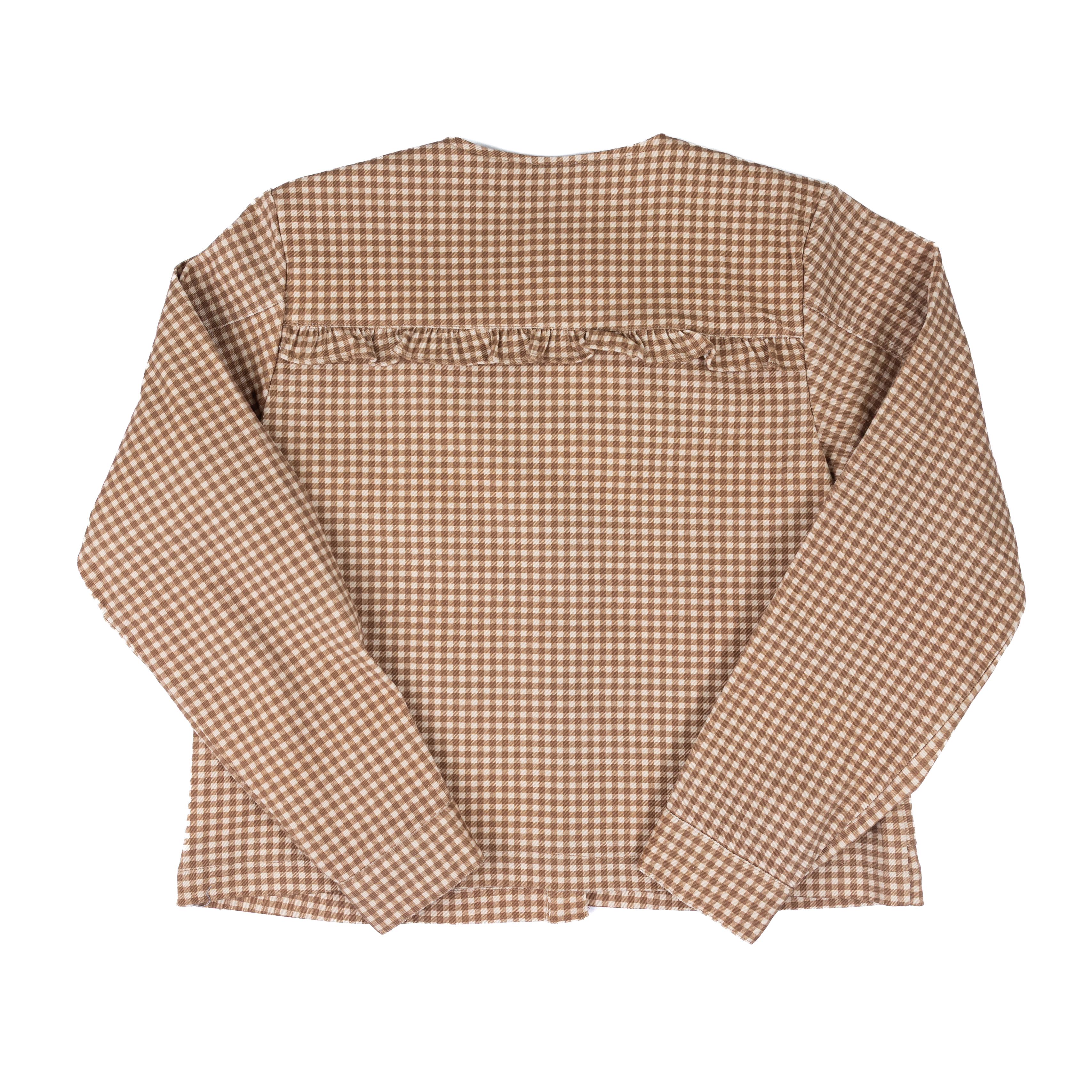 Women's Mini Checkered Button Down Ruffled Jacket ST3250E-01