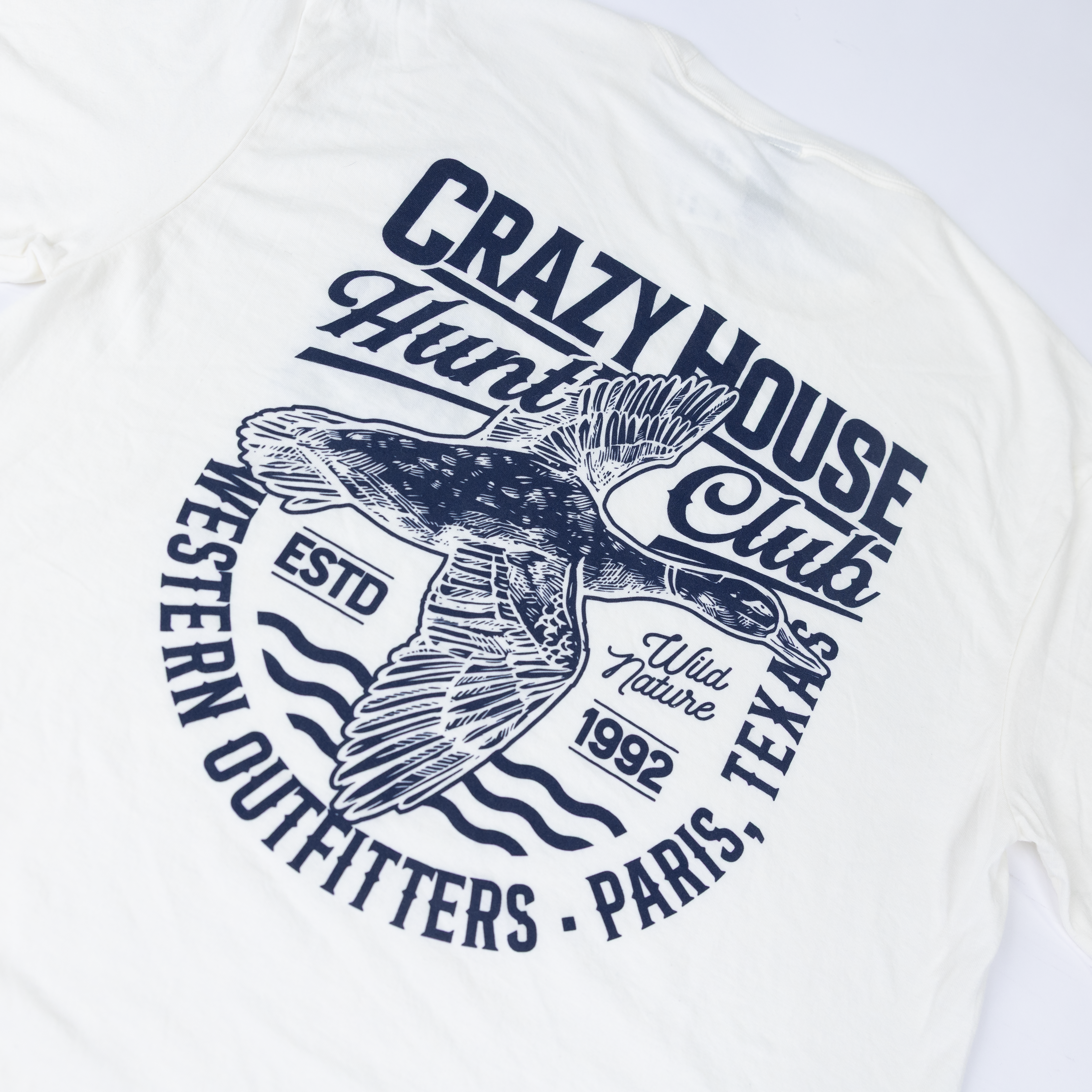 Crazy House White and Navy Duck Hunt Club T-shirt