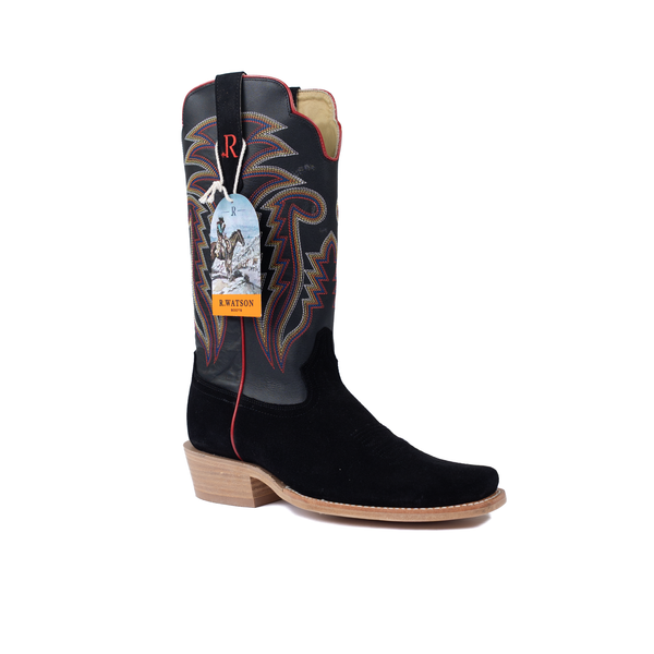 Men's R. Watson Roughout Black Narrow Toe Boots RW8208-1 – Crazy
