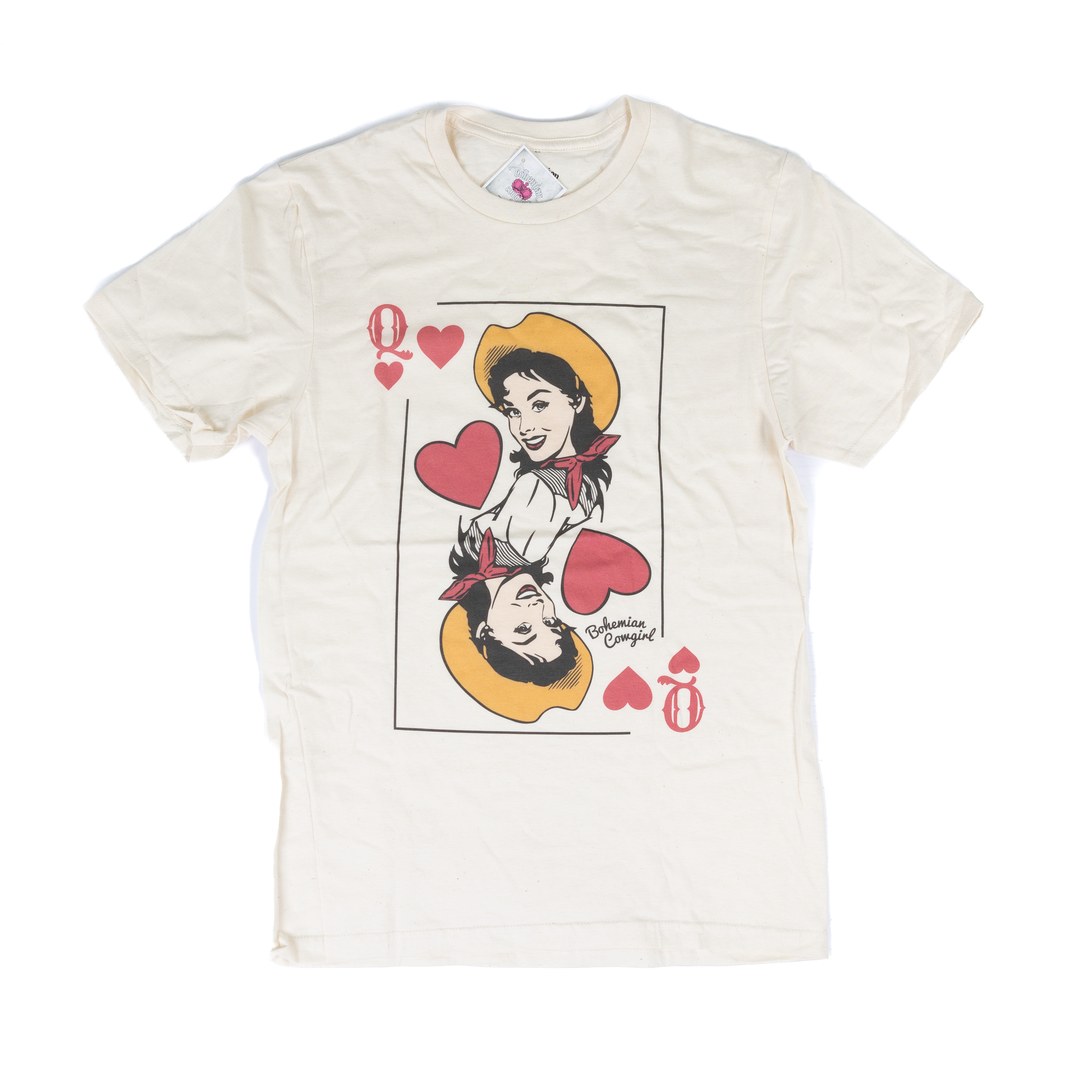 Women's Ivory Short Sleeve Queen of Hearts T-shirt