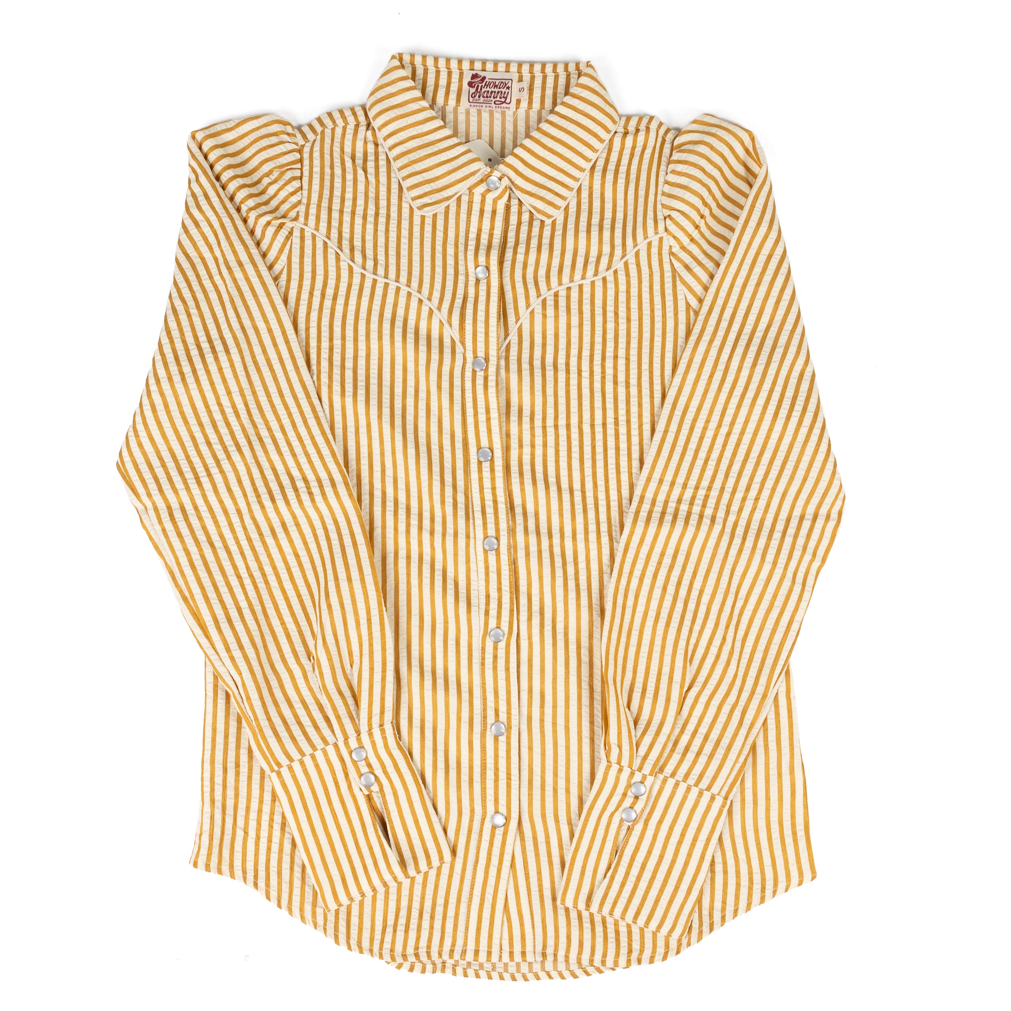 Howdy Hanny Long Sleeve Yellow Stripe Pearl Snap Shirt