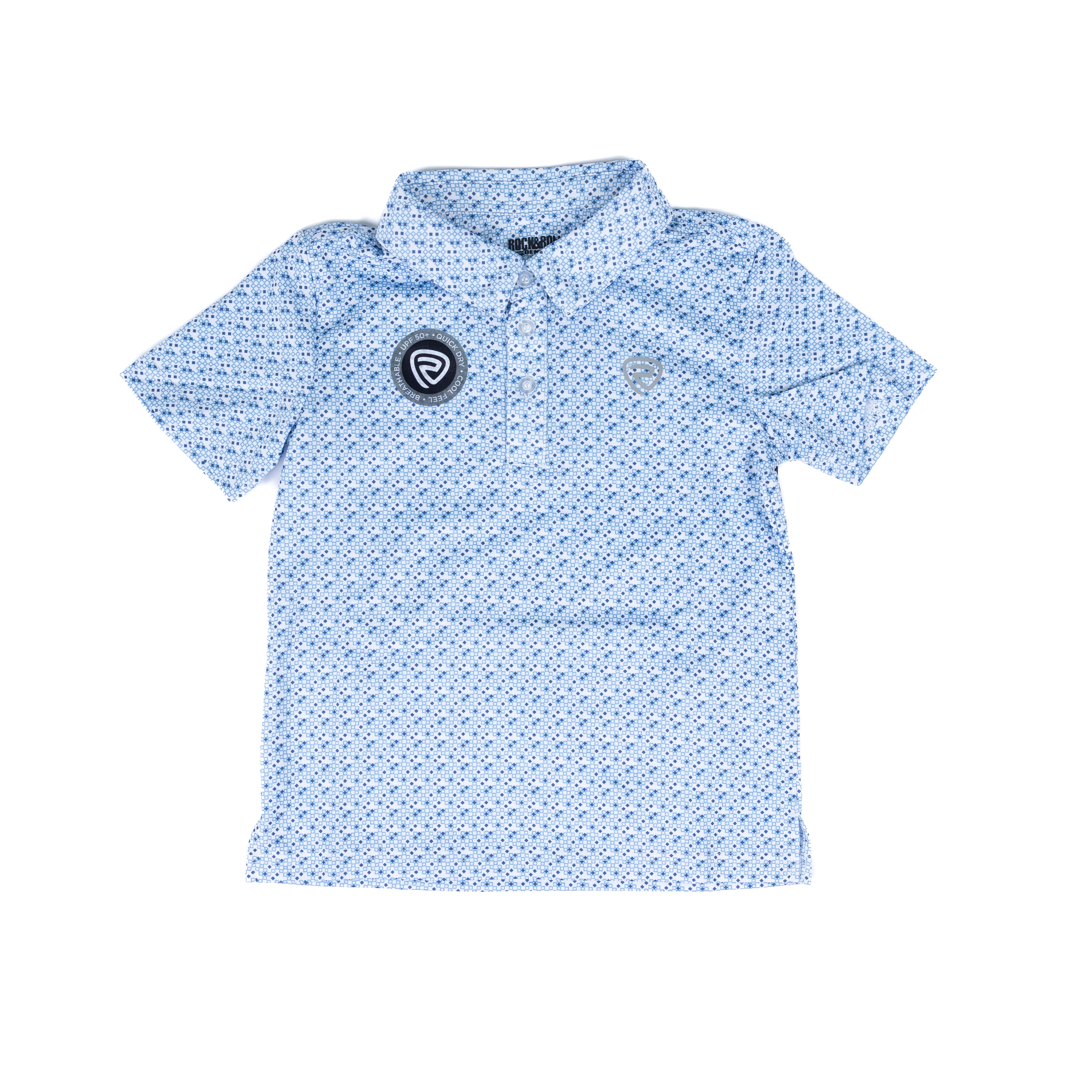 Boy's Rock and Roll Short Sleeve Light Blue Polo BB51T08333