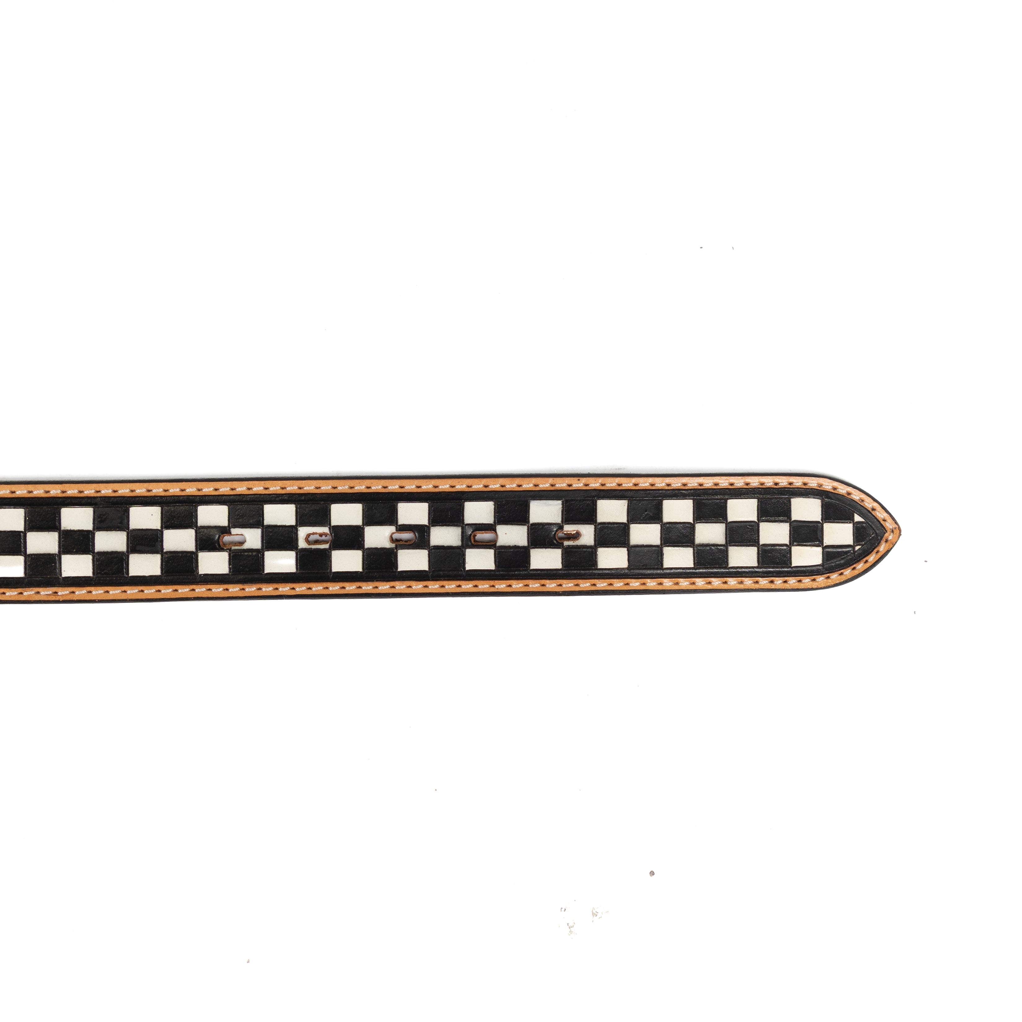 Angel Ranch Women's Black and White Checkered Leather Belt