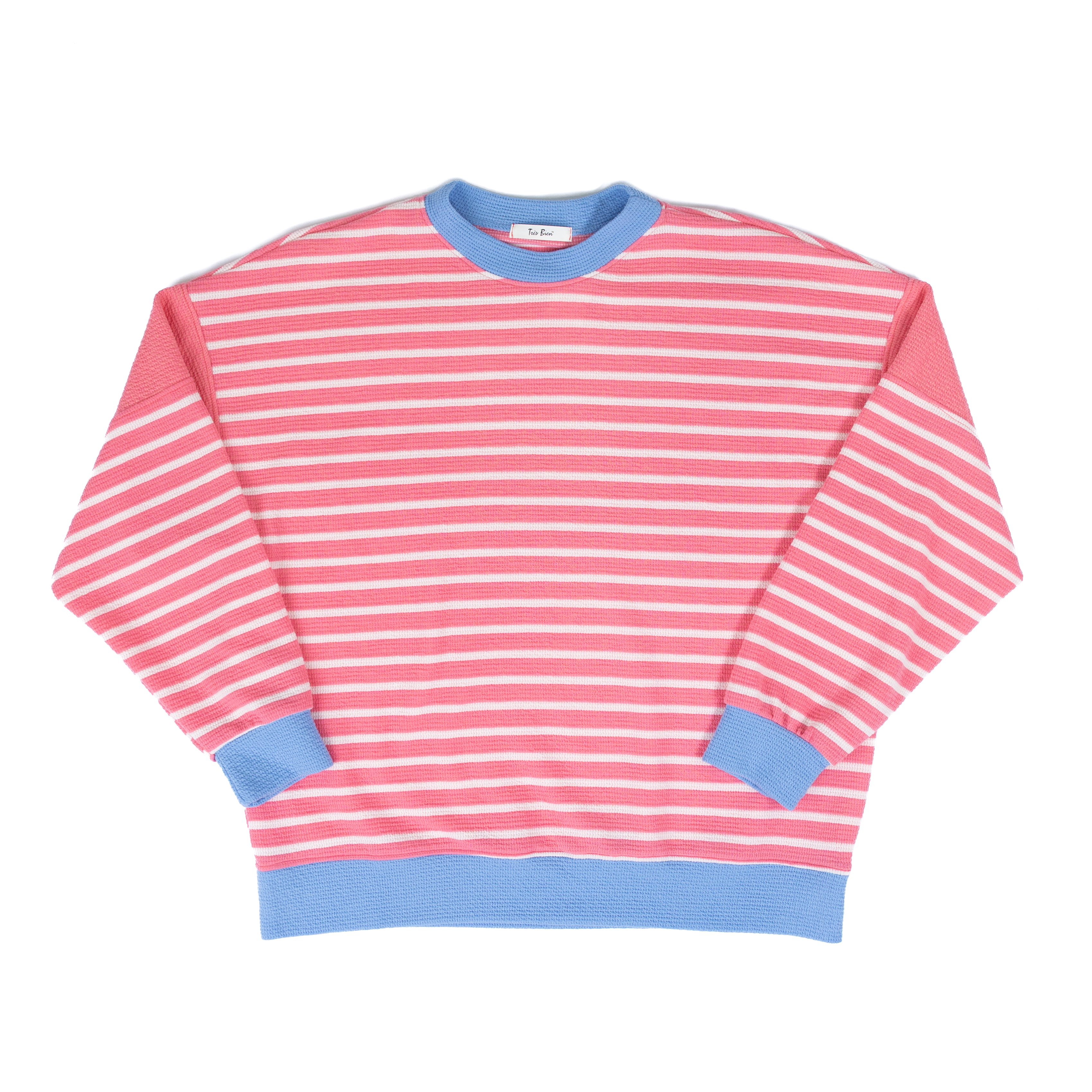 Women's Tres Bien Long Sleeve Knit Striped Sweater T-41679