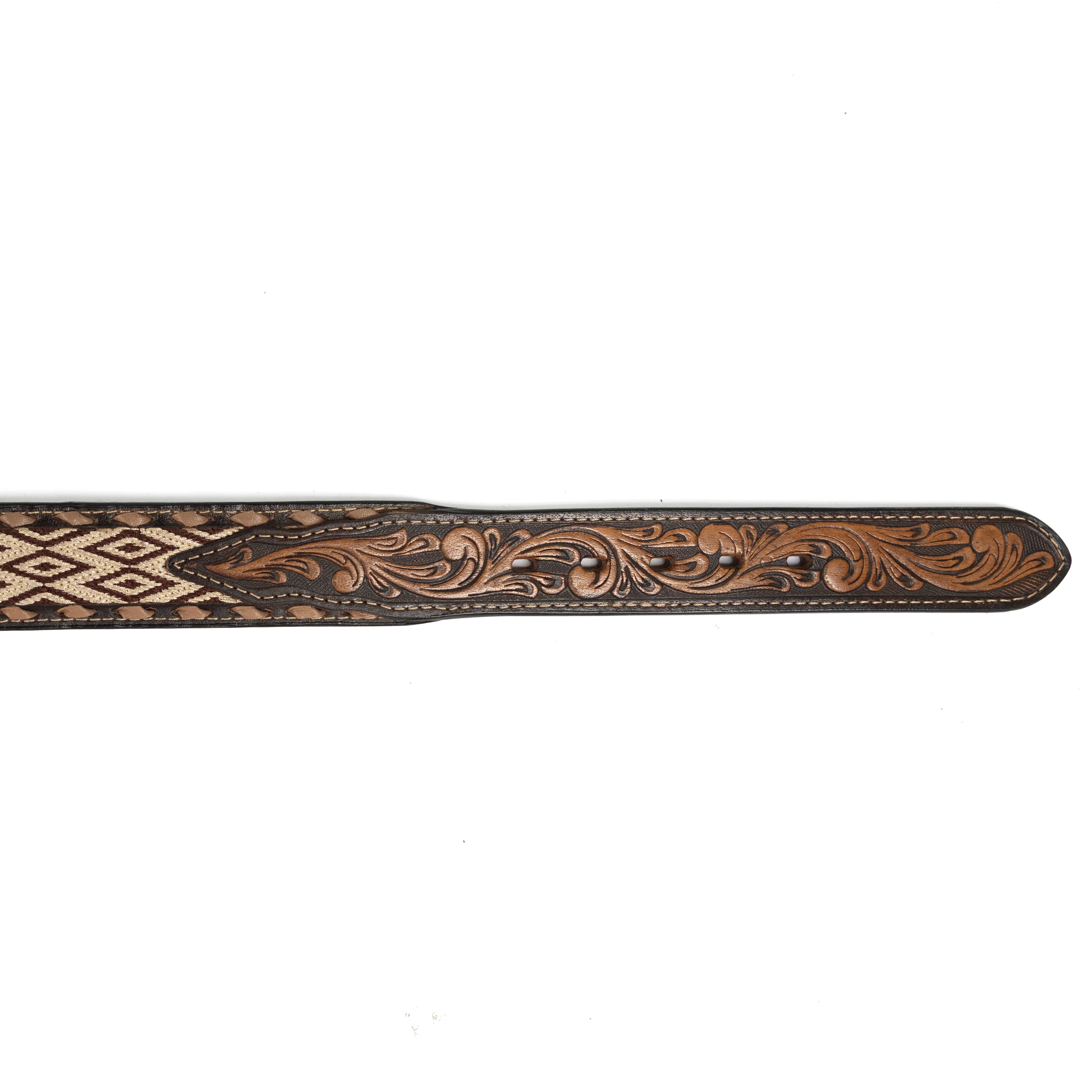 Nocona Men's Diamond Embroidered Brown Leather Belt