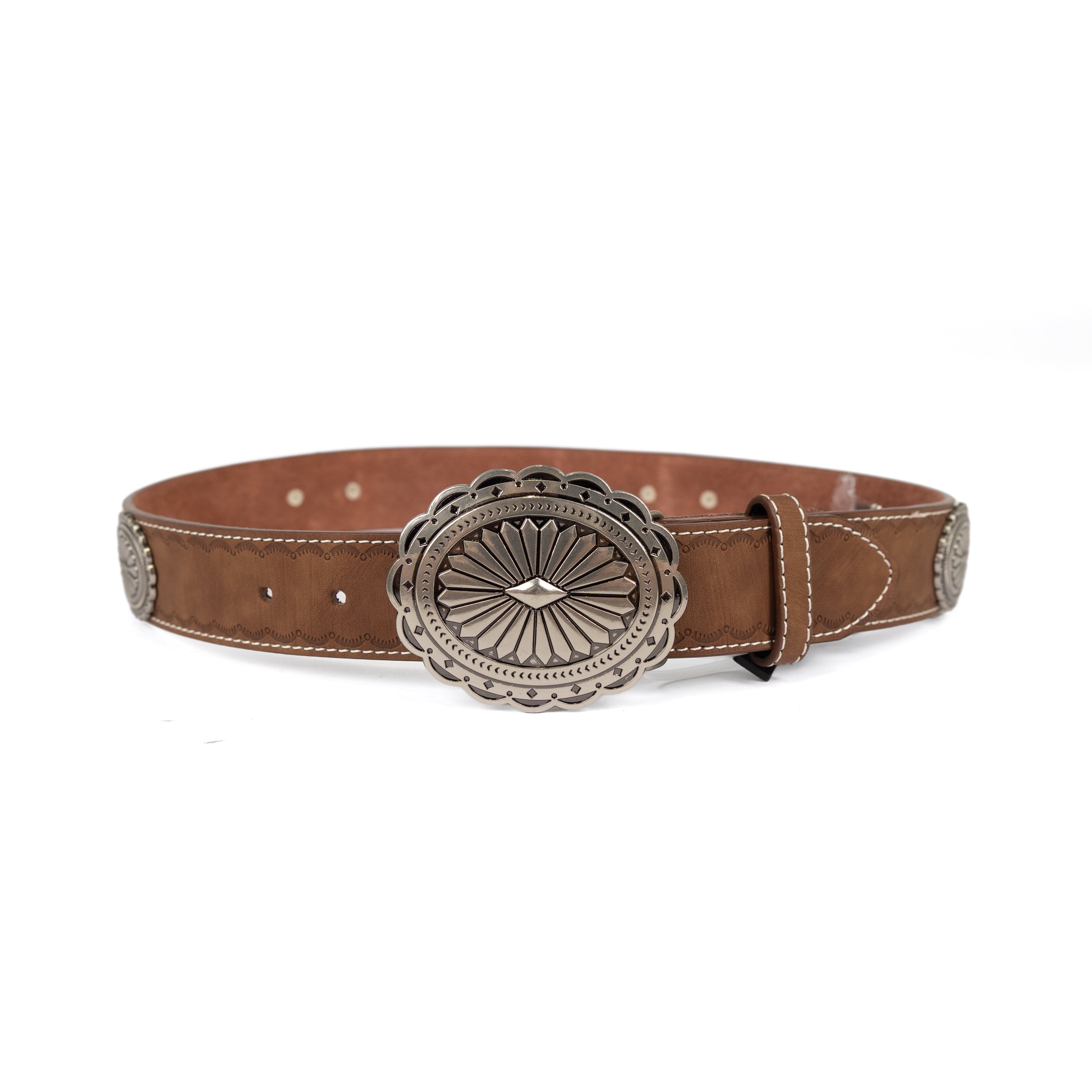 Angel Ranch Women's Brown Engraved Leather Belt