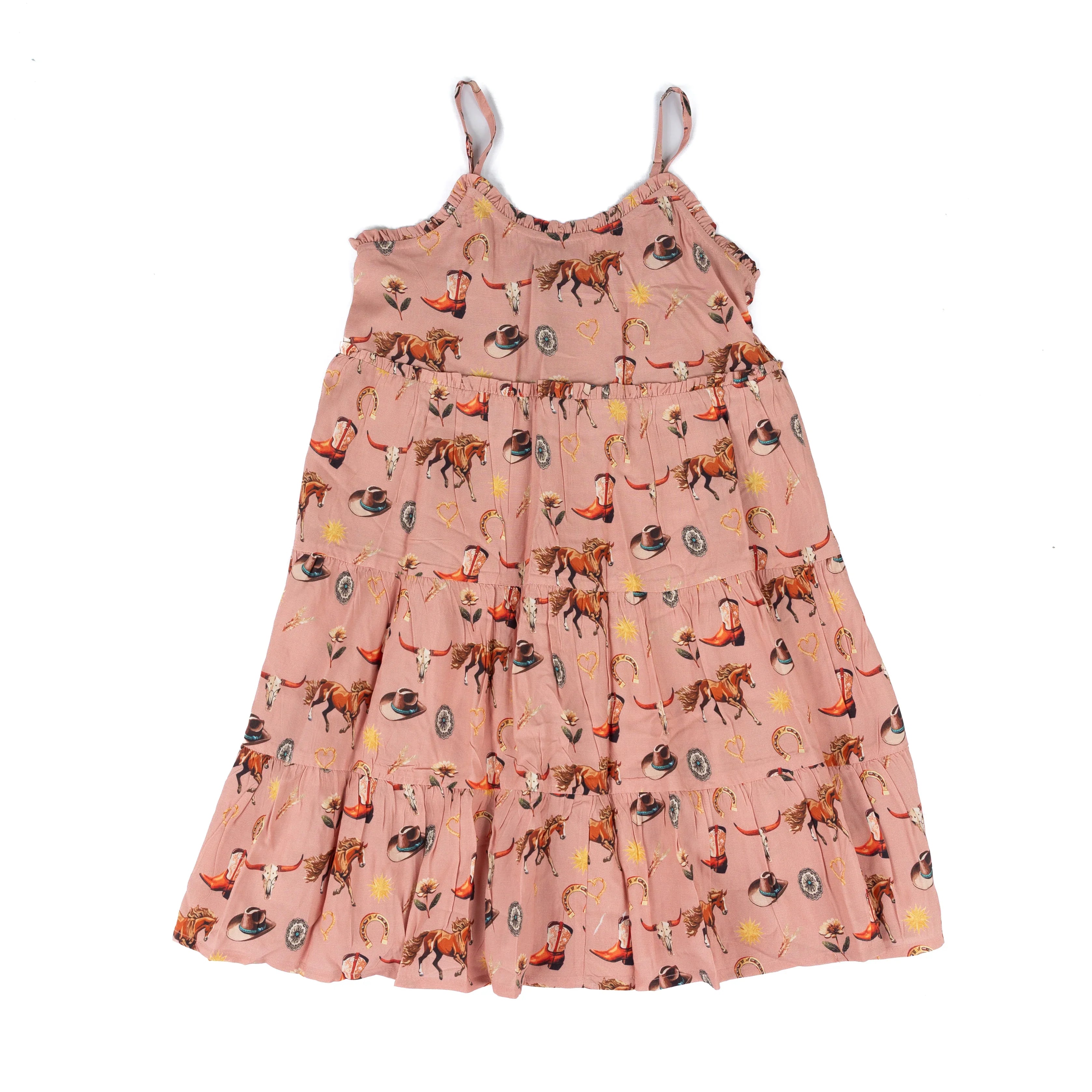 Girl's Rock and Roll Denim Rose/Mauve Western Print Dress BGD0R09164