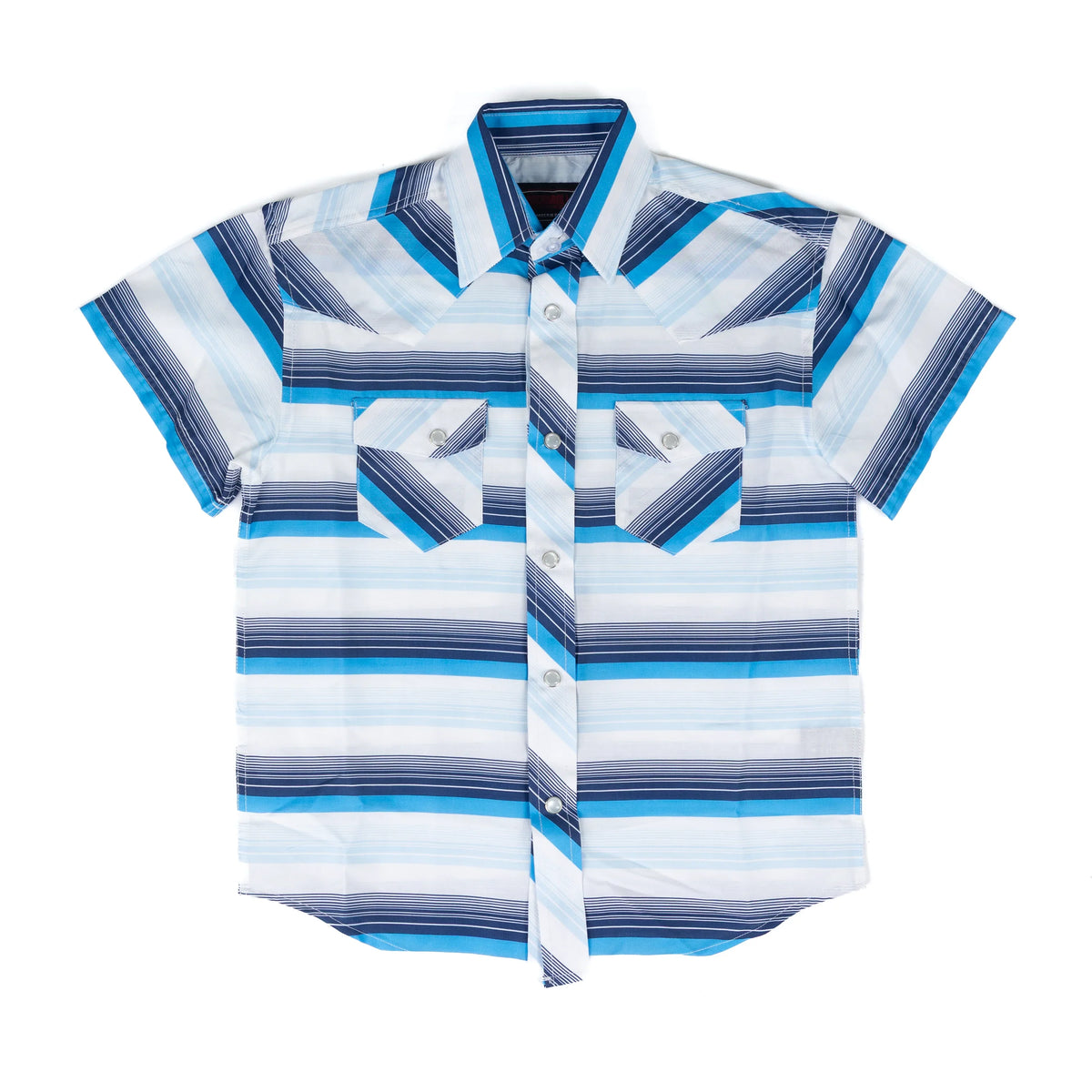 Boy's Rock and Roll Denim Short Sleeve Stripe Snap Shirt BBN3S08655