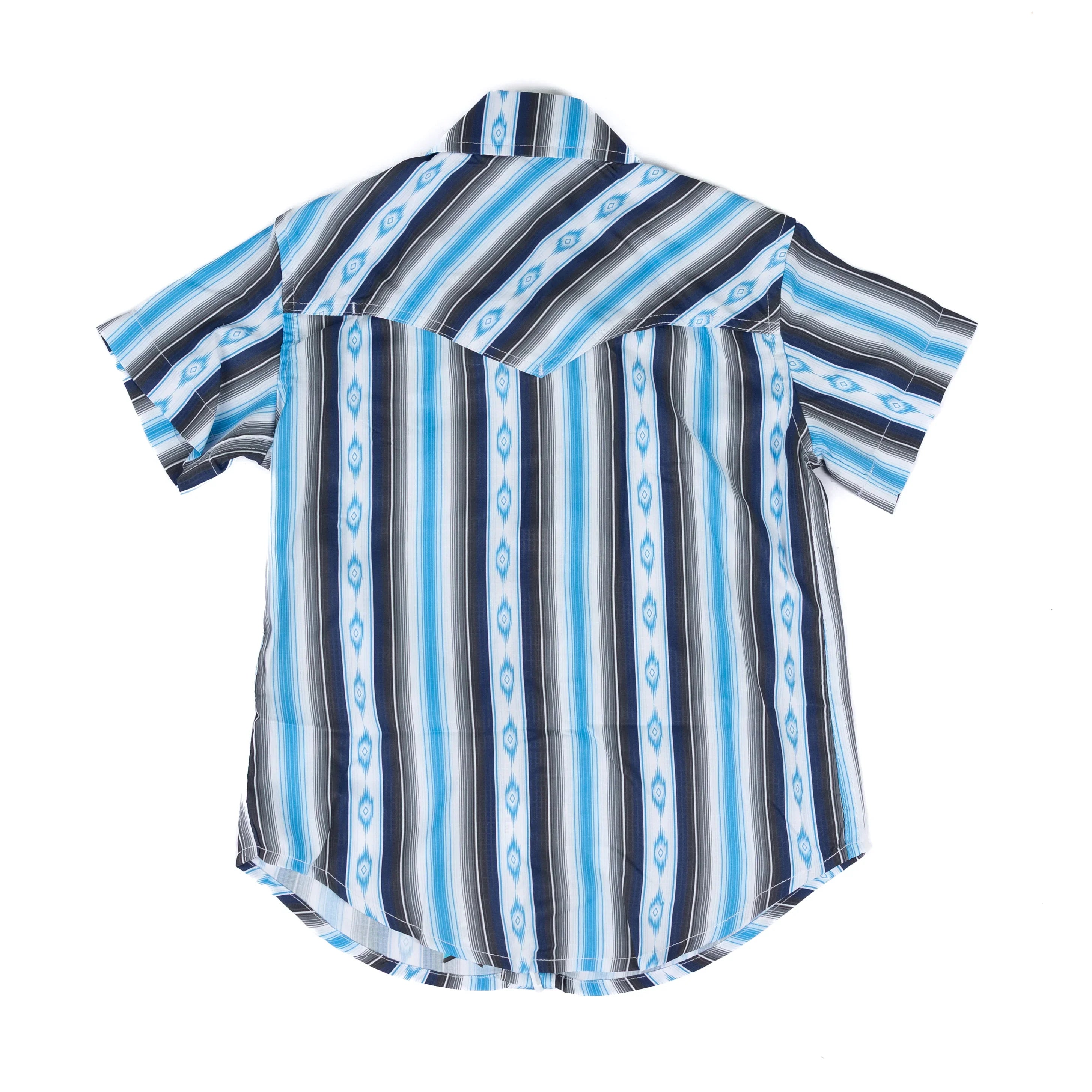 Boy's Rock and Roll Short Sleeve Striped Print Tek Snap Shirt BBN3S08685