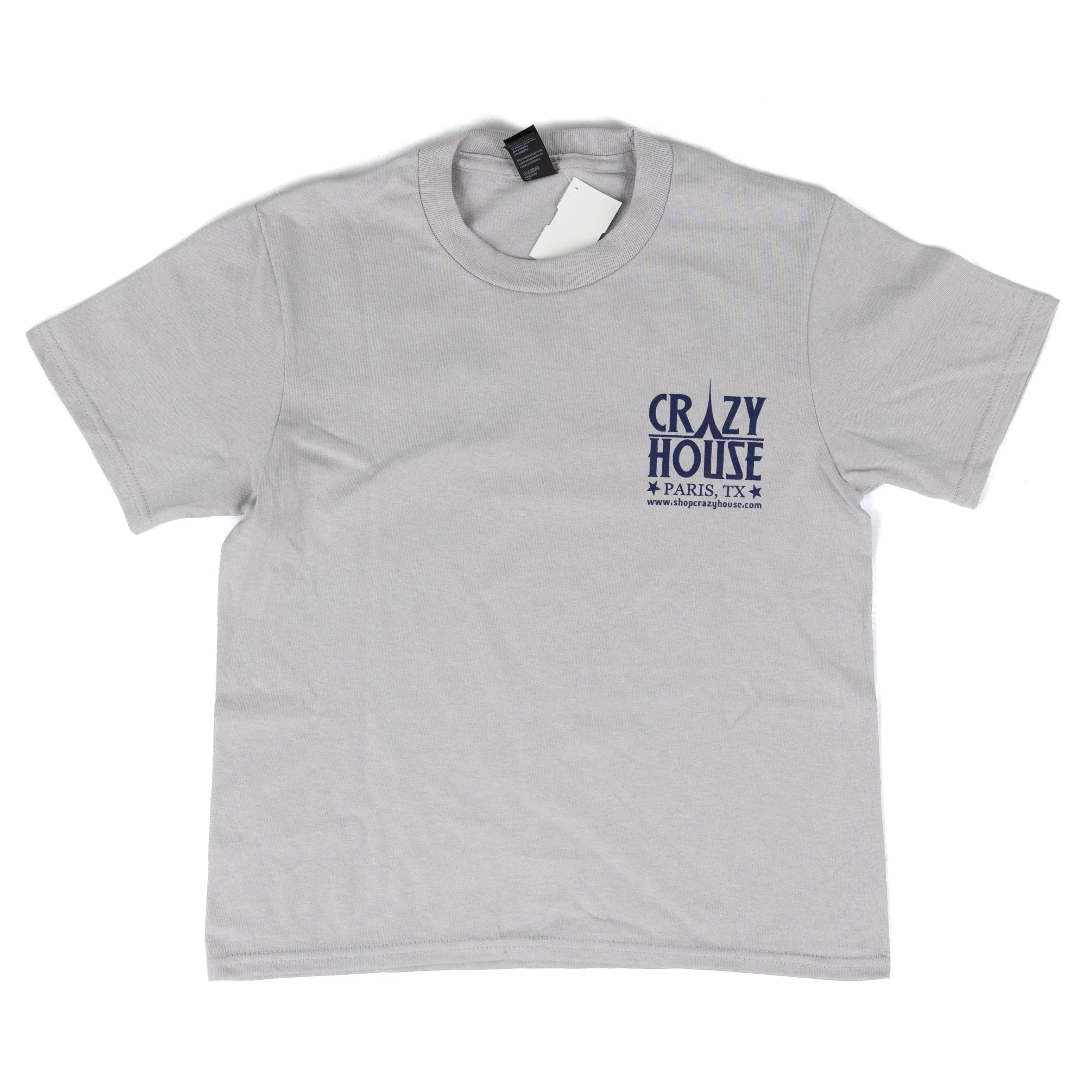 Youth Crazy House Light Gray Short Sleeve Dog Printed T-shirt