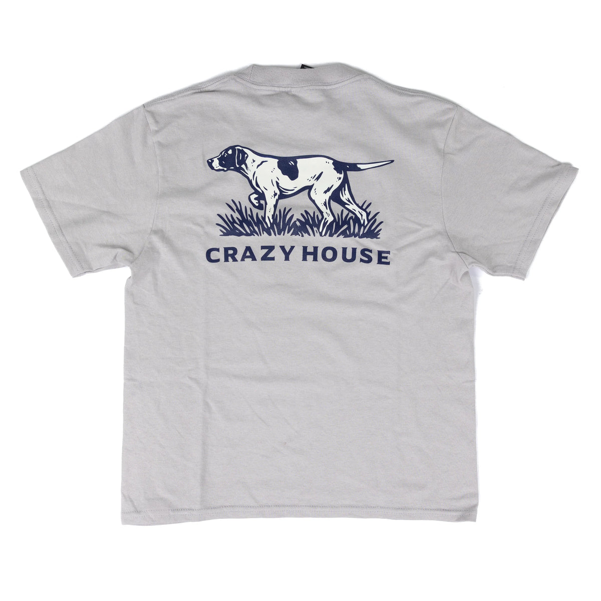 Youth Crazy House Light Gray Short Sleeve Dog Printed T-shirt