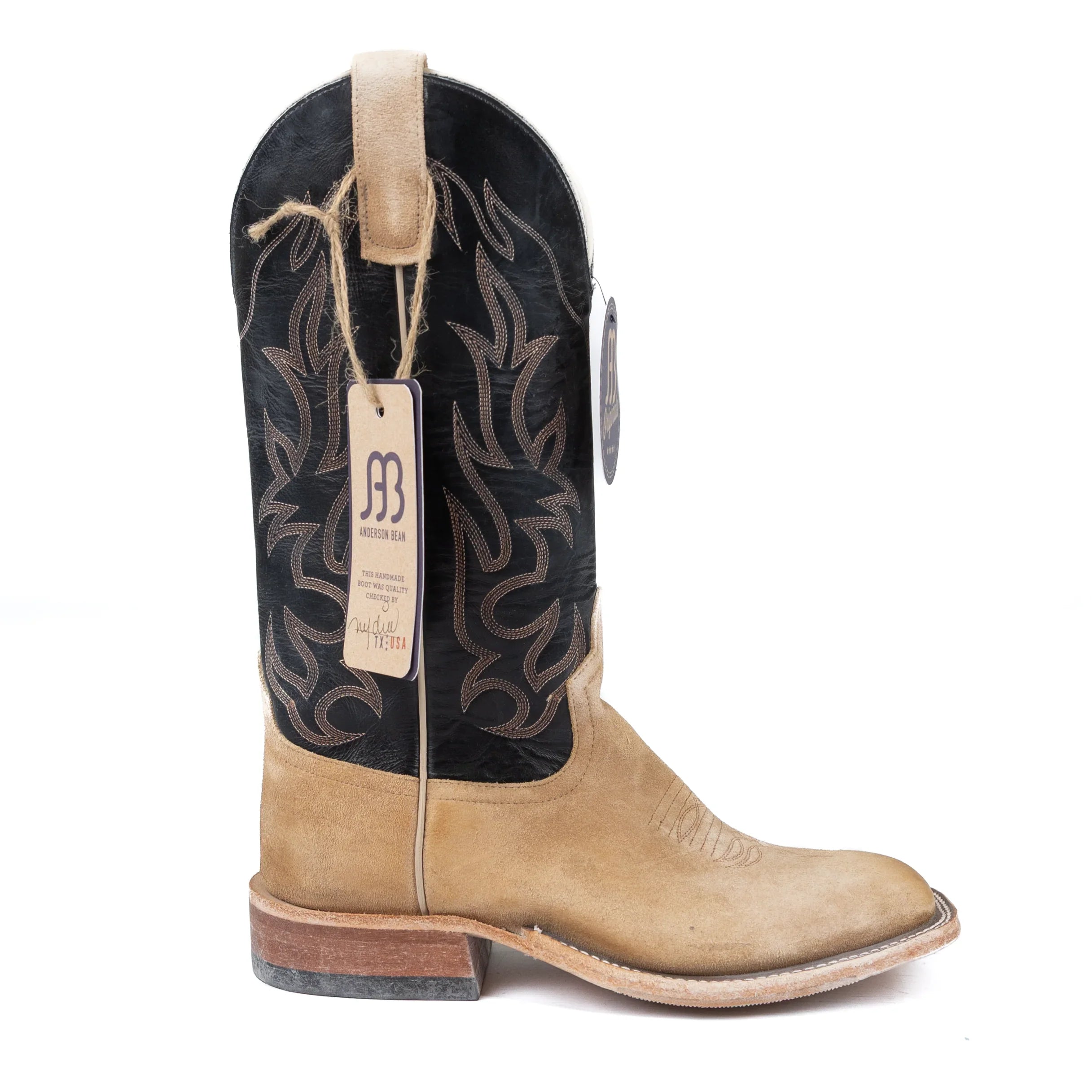 Anderson Bean Burnished Tan Crazy Horse Roughout Square Toe Boots
