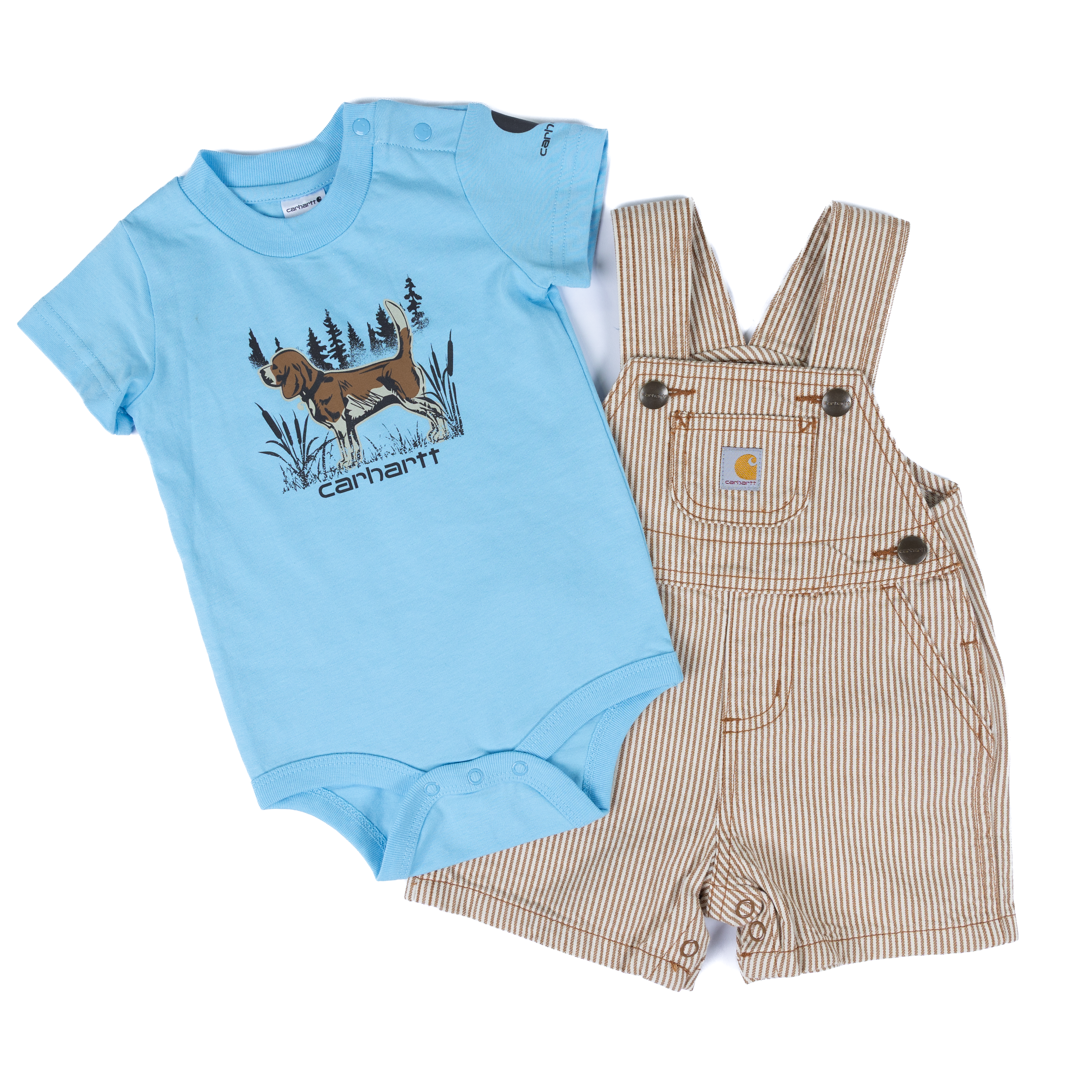 Boy's Carhartt Blue/Brown Short Sleeve Onesie Set CG8116-D15