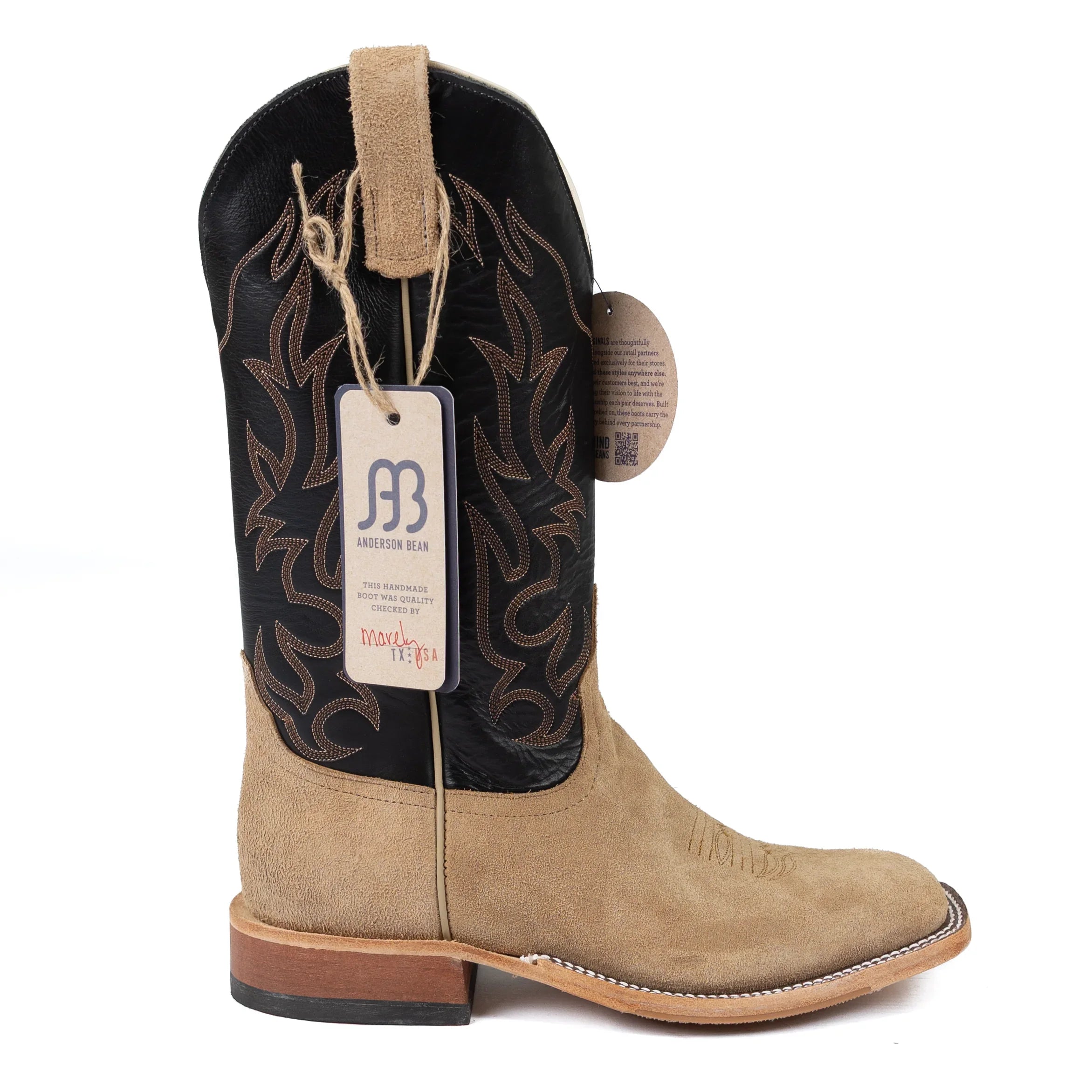 Anderson Bean Tan Crazy Horse Roughout Square Toe Boots