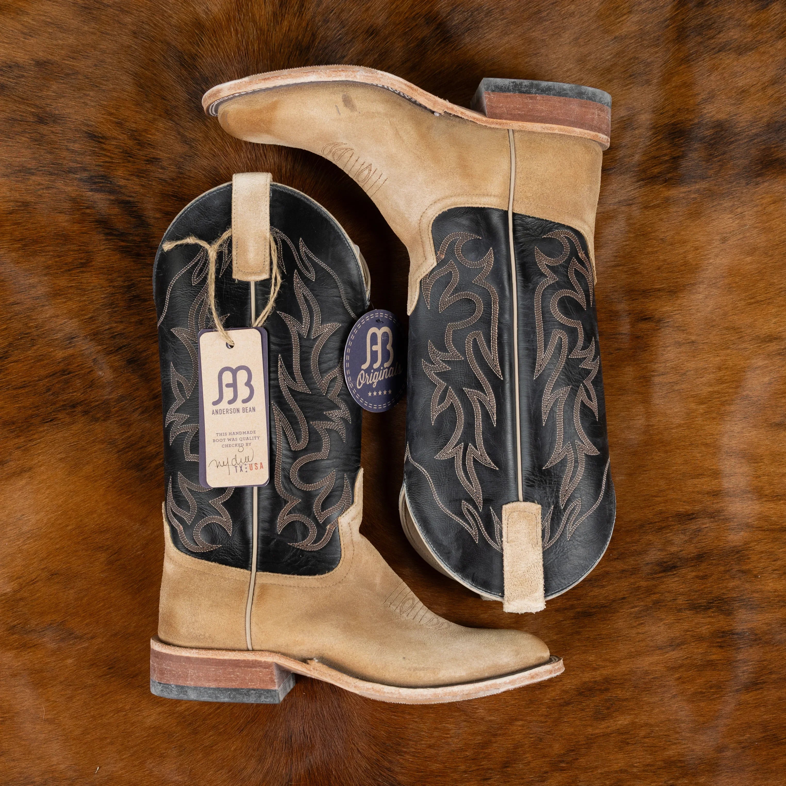 Anderson Bean Burnished Tan Crazy Horse Roughout Square Toe Boots