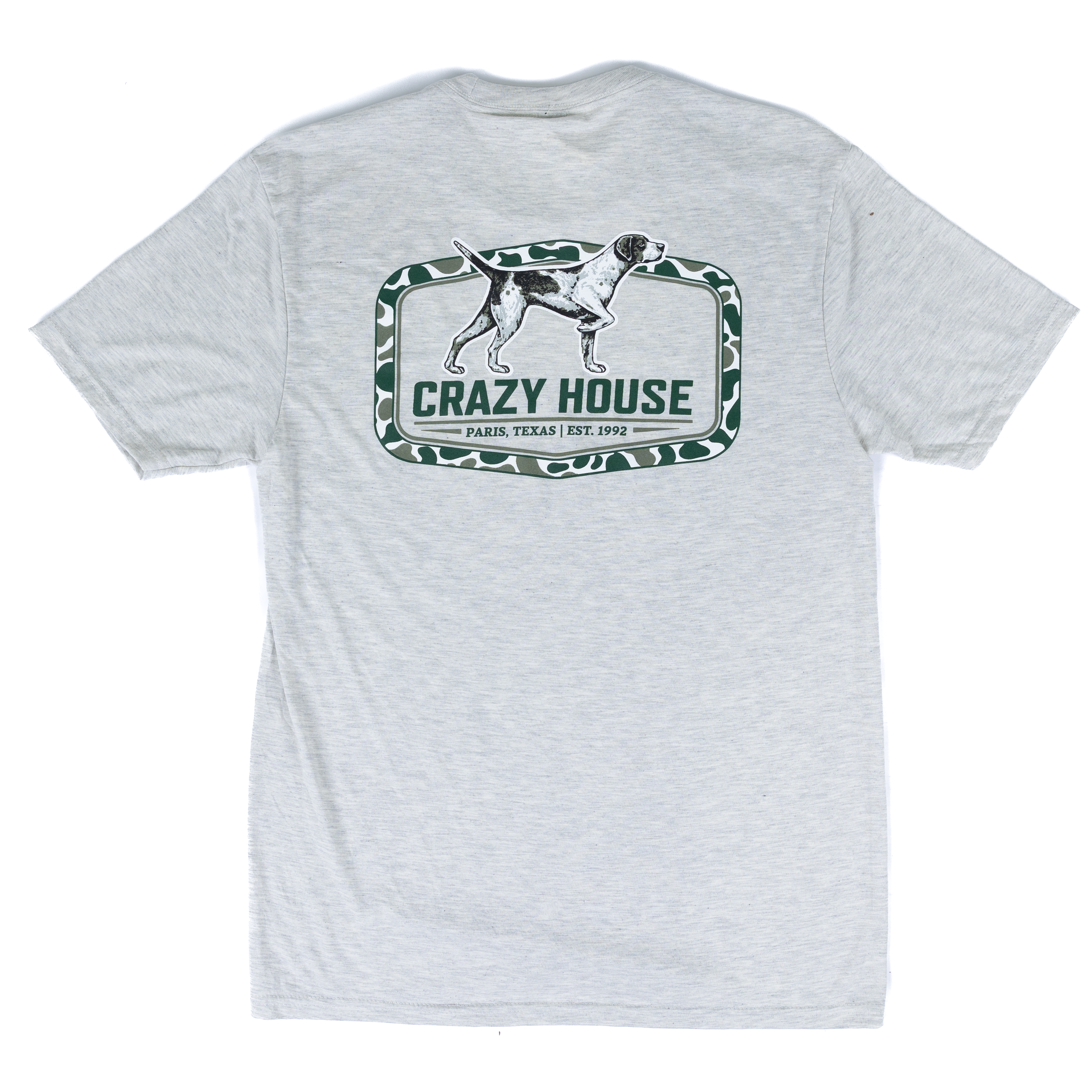 Crazy House Dog and Camo Print Short Sleeve T-shirt