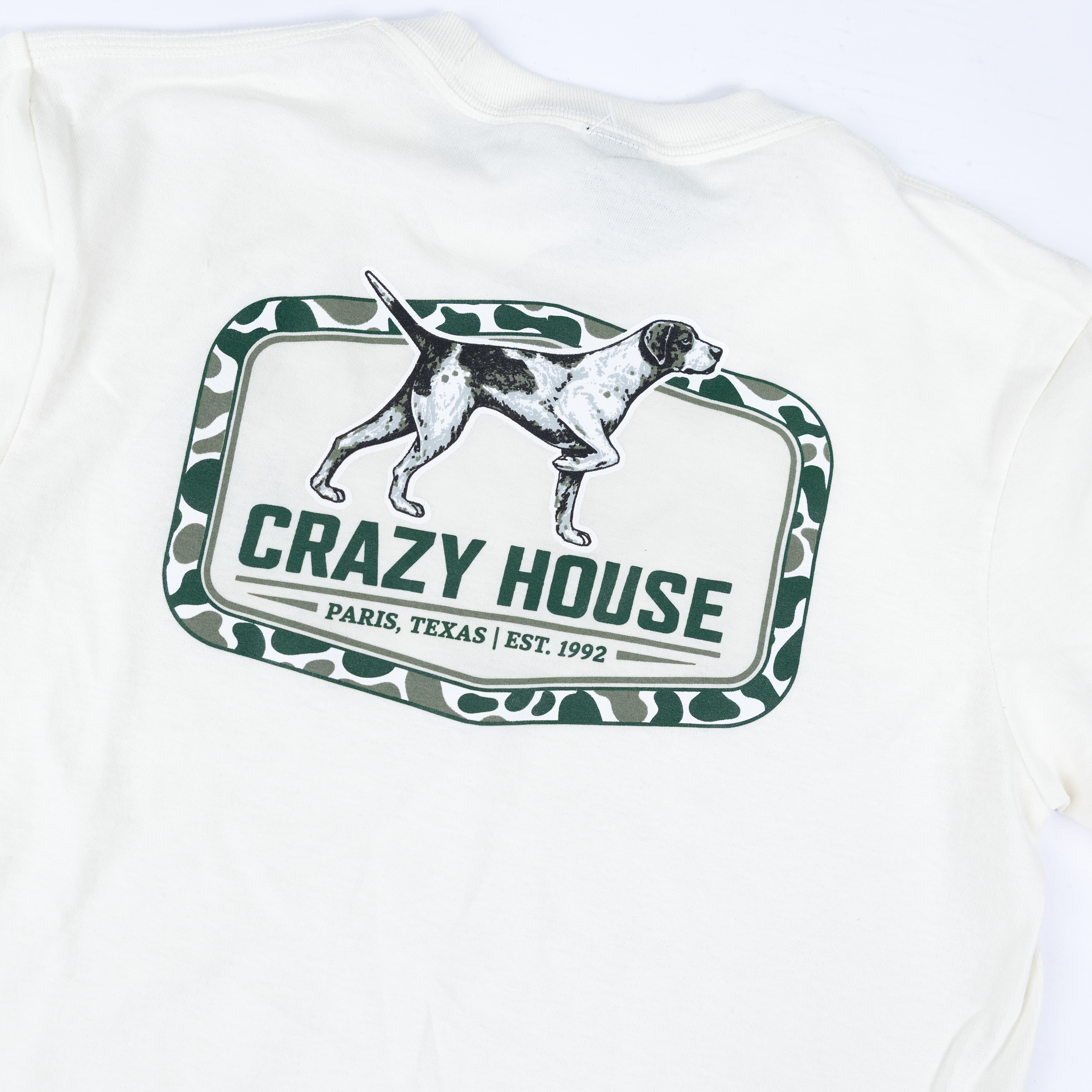 Youth Crazy House Ivory Camo And Dog T-shirt