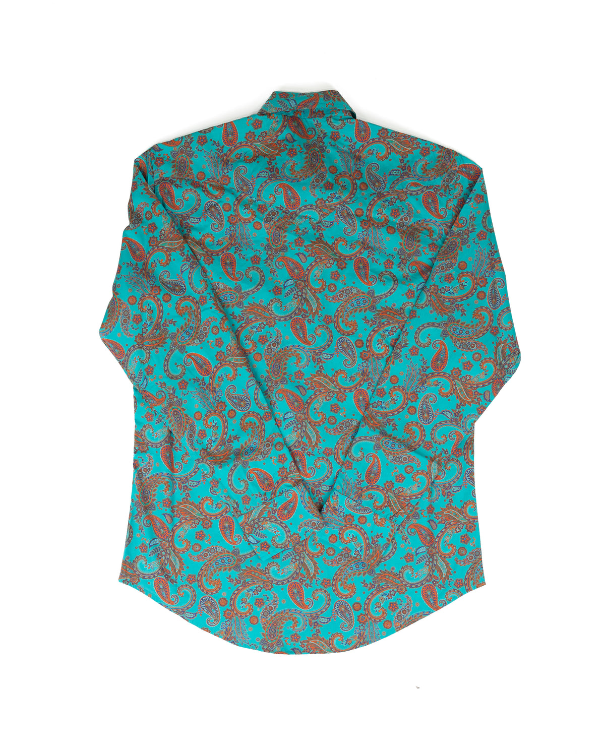 Rock and Roll Men's Long Sleeve Teal Paisley Printed Snap Shirt BMN2S09430