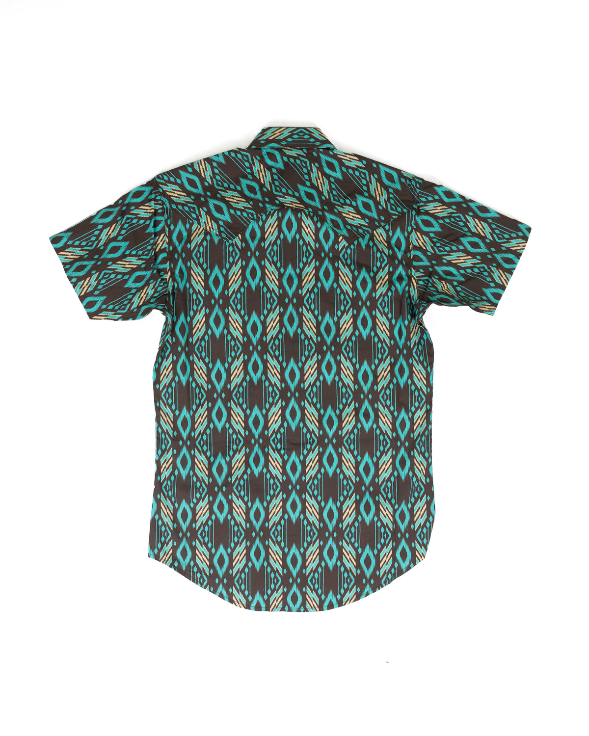 Rock and Roll Men's Short Sleeve Teal Aztec Printed Snap Shirt BMN3S09432