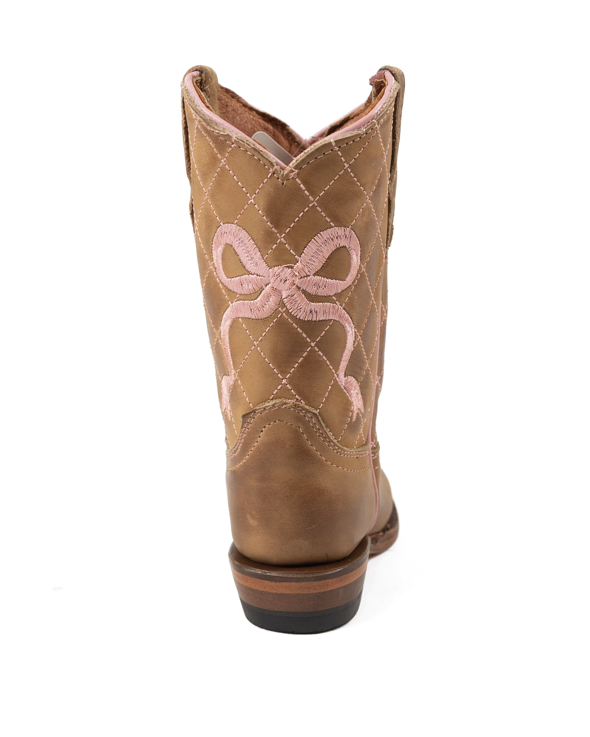 Tanner Mark Girl's Burnished Sand with Pink Bow Embroidery TMG205474