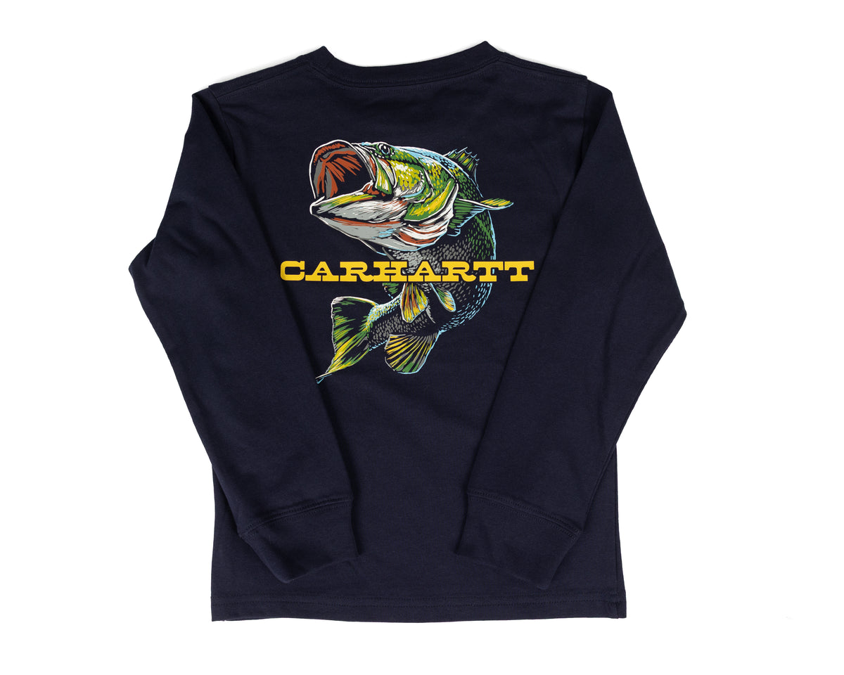 Carhartt Boy's Navy Long Sleeve T-shirt with Fish Printed (4-7) CA6892N89-CA66