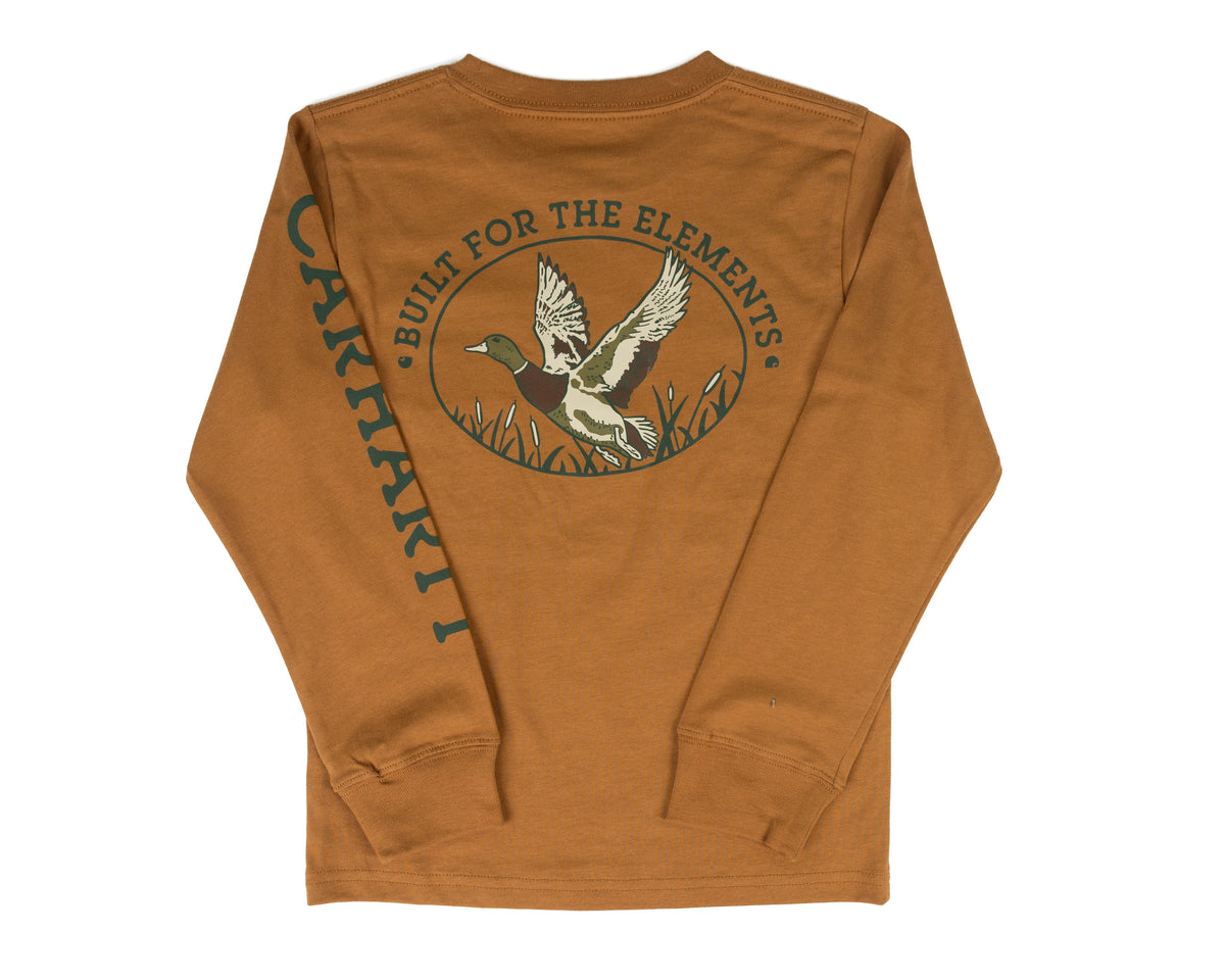 Carhartt Boy's Brown Long Sleeve Duck Pocket Tee CA6893D15-CA66
