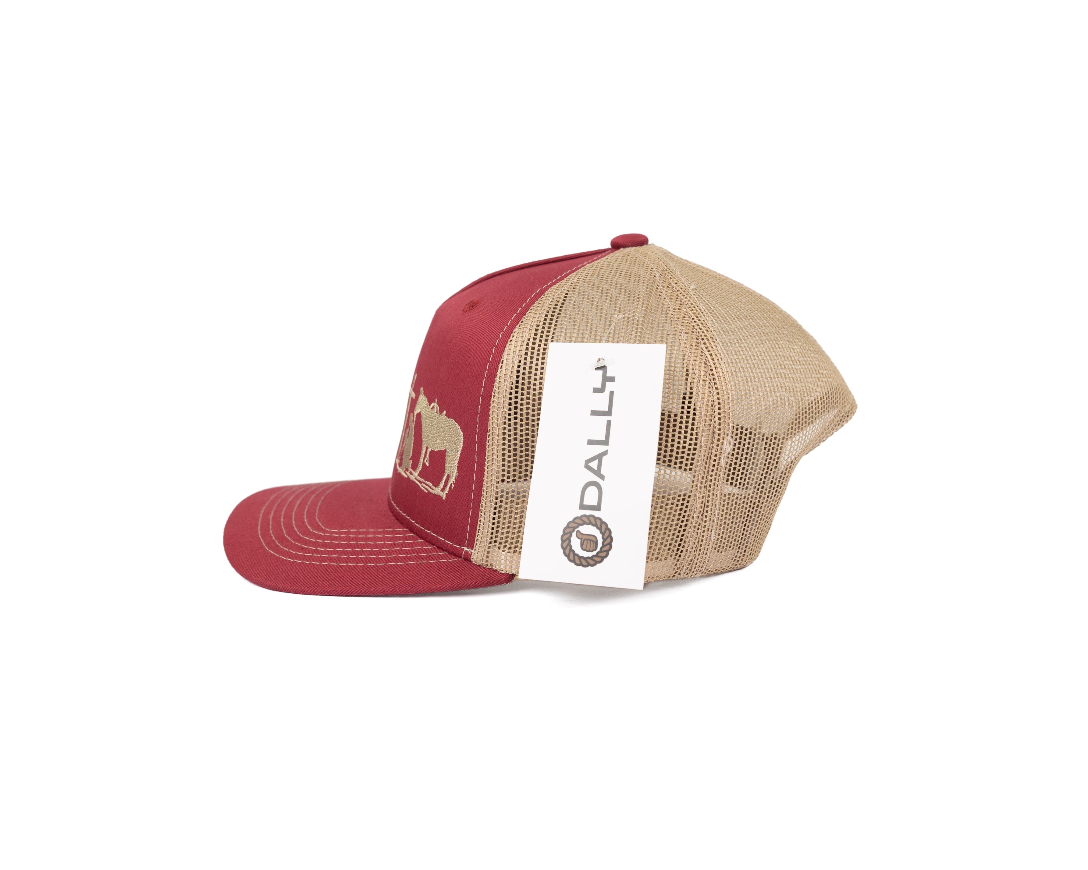 Dally Men's Burgundy and Gold Snapback with Praying Cowboy Embroidery