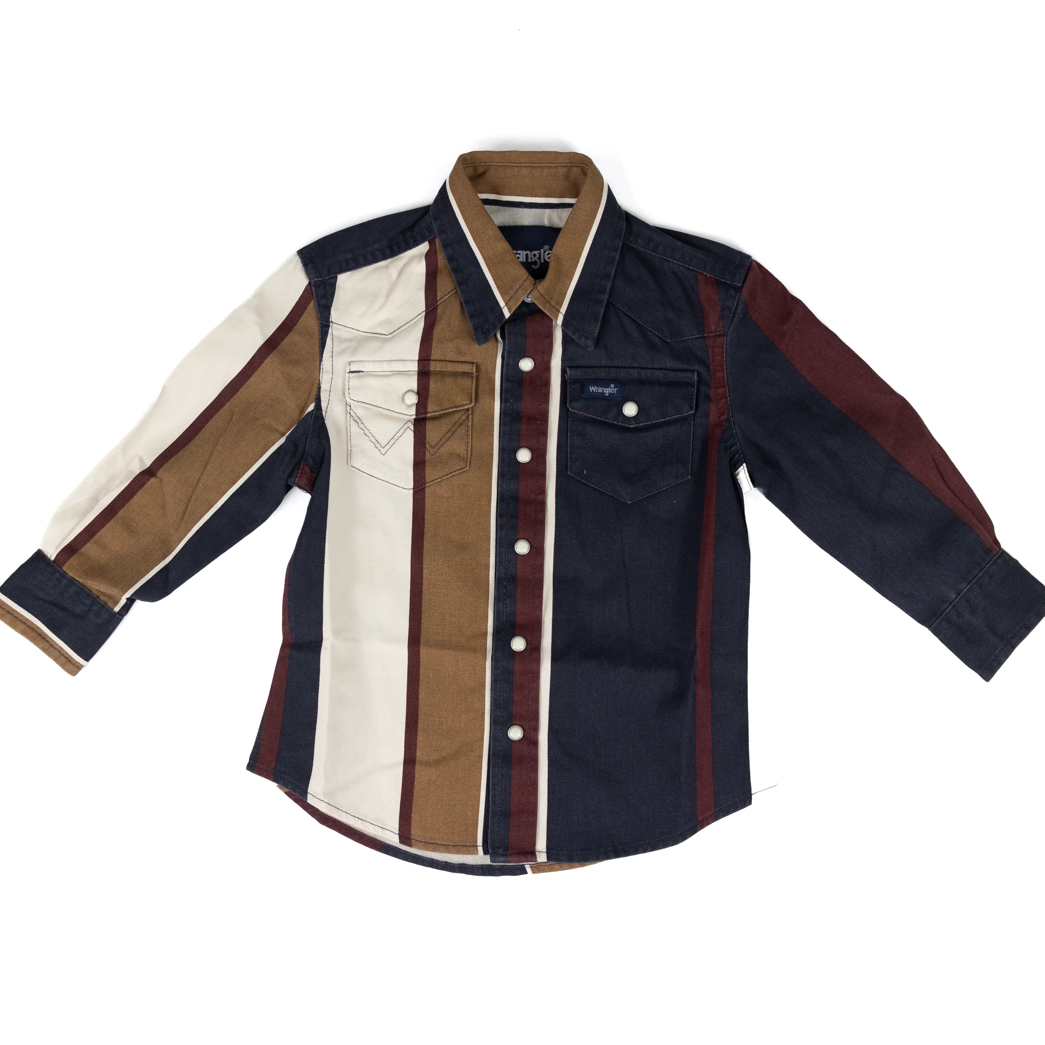 Boy's Wrangler Midnight Oak Brushpopper Stripe Western Snap Shirt 112382002