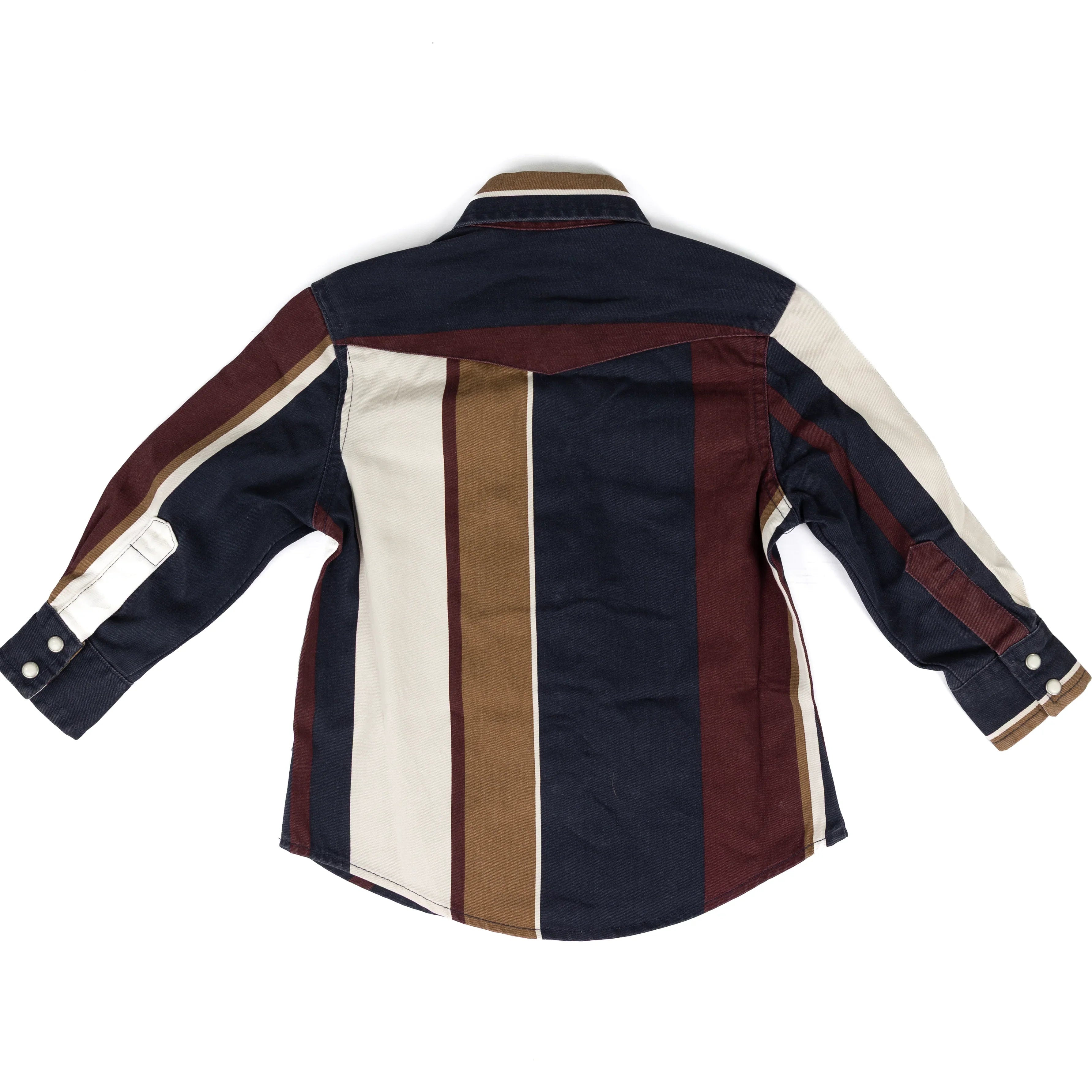 Boy's Wrangler Midnight Oak Brushpopper Stripe Western Snap Shirt 112382002