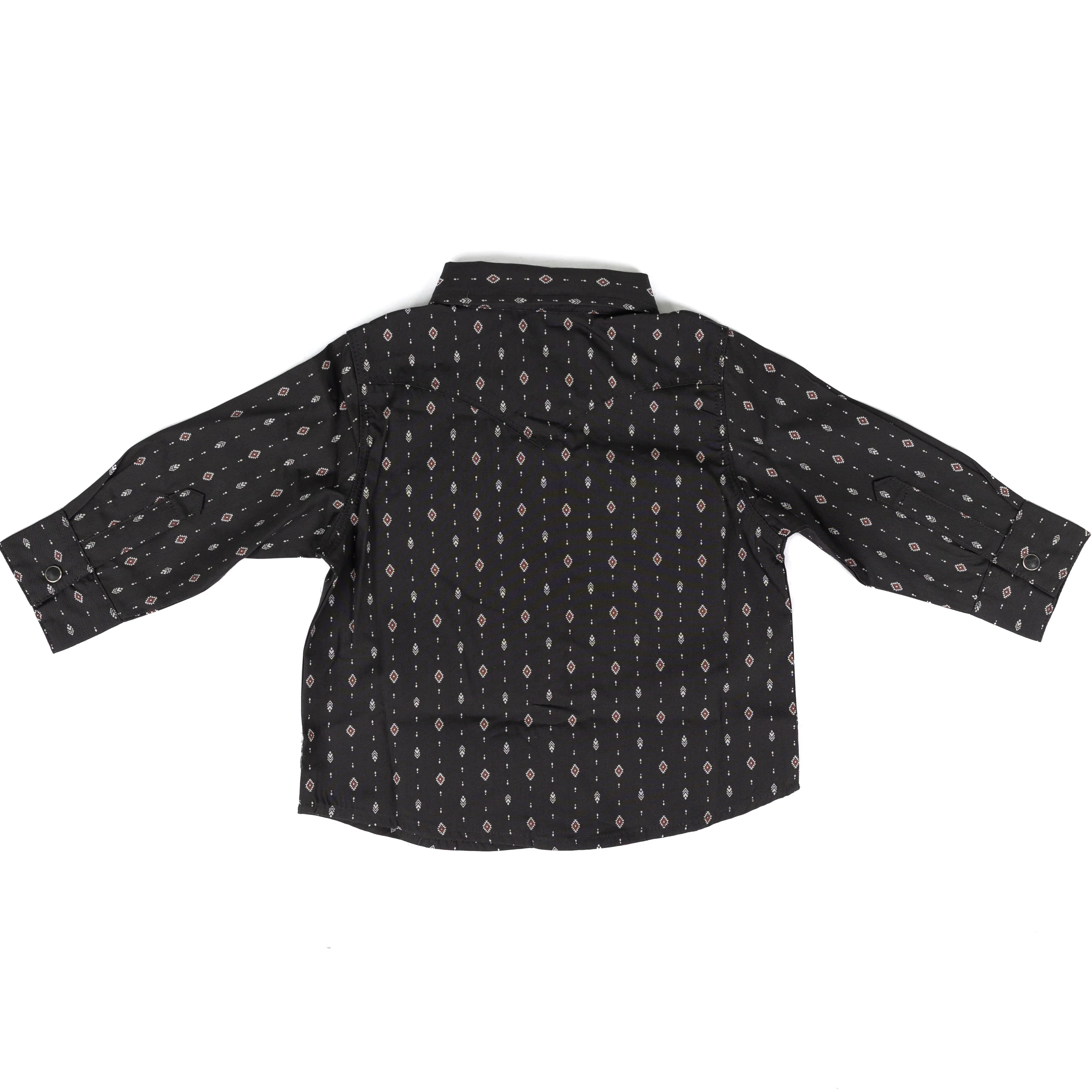 Little Boy's Wrangler Black Long Sleeve Printed Western Snap Shirt 112381495