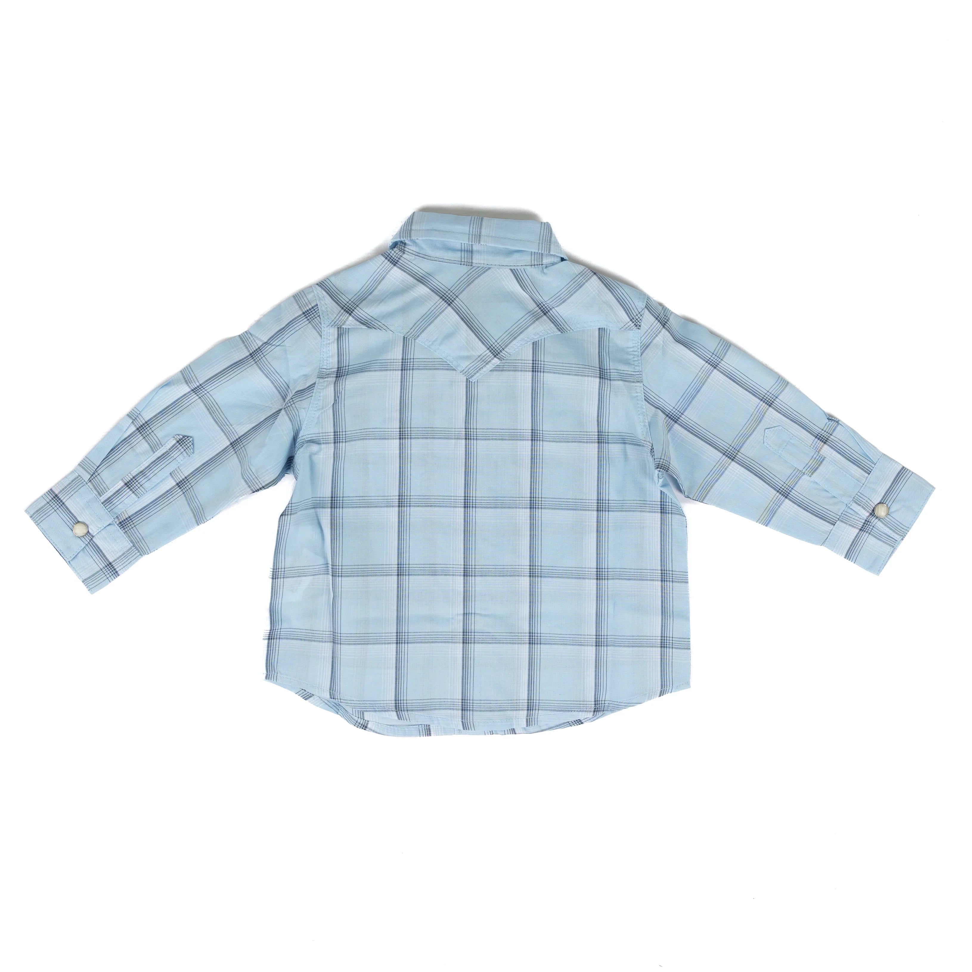 Little Boy's Wrangler Blue Frost Long Sleeve Plaid Western Snap Shirt 112381493