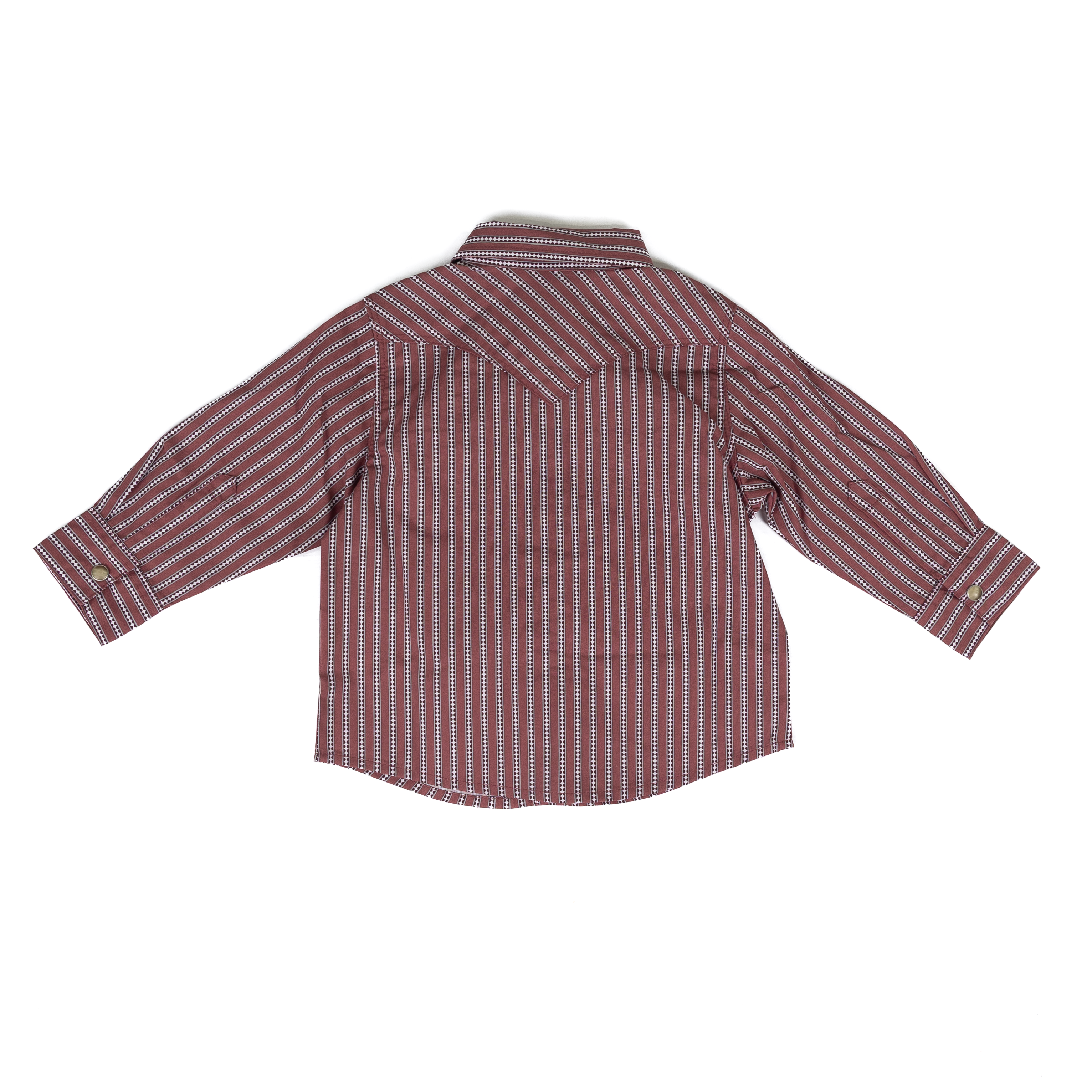 Little Boy's Wrangler Red Stripe Long Sleeve Printed Western Snap Shirt 112381494