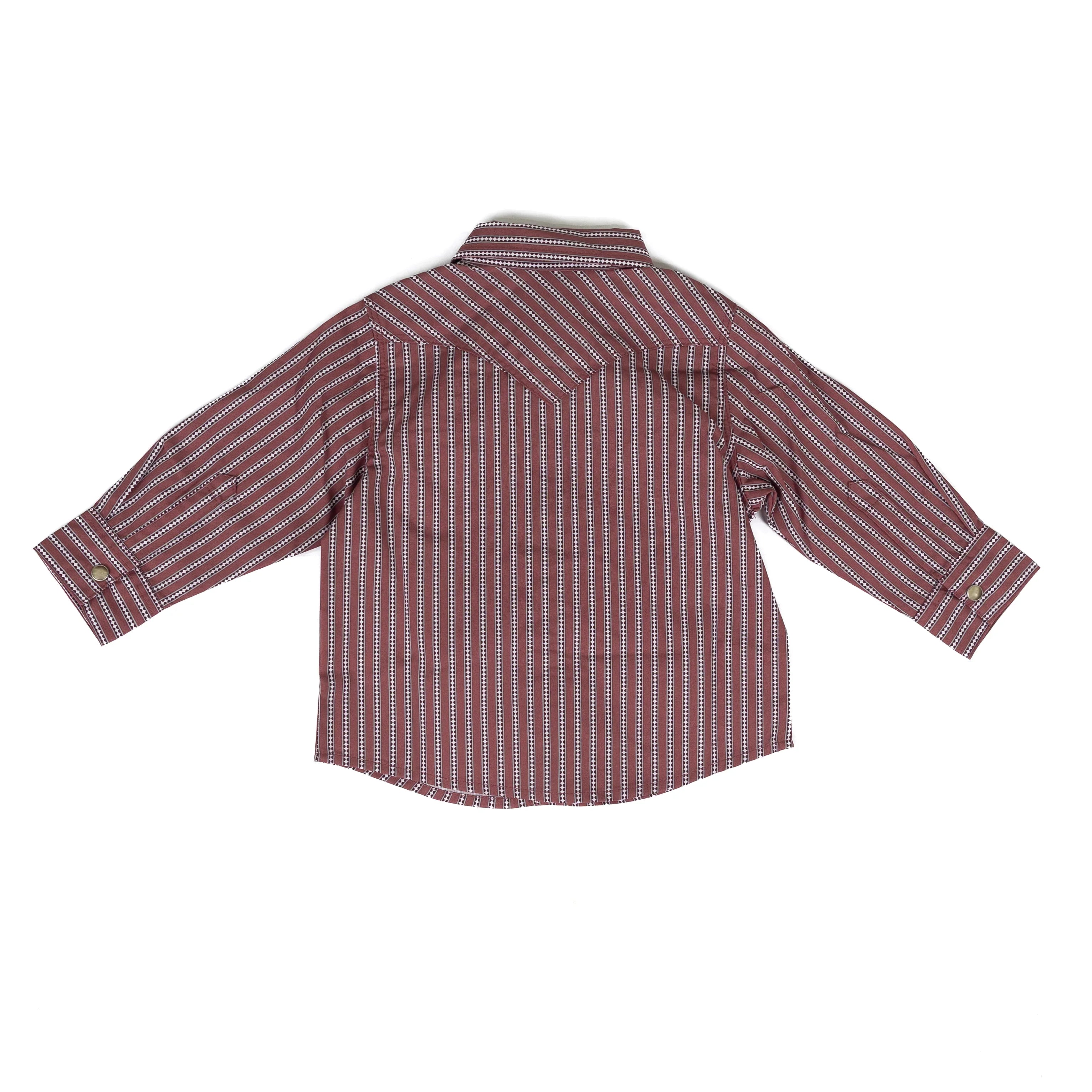 Little Boy's Wrangler Red Stripe Long Sleeve Printed Western Snap Shirt 112381494